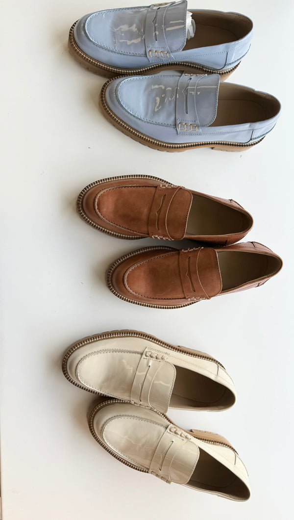 Angulus Sky Blue Patent Chunky Loafer