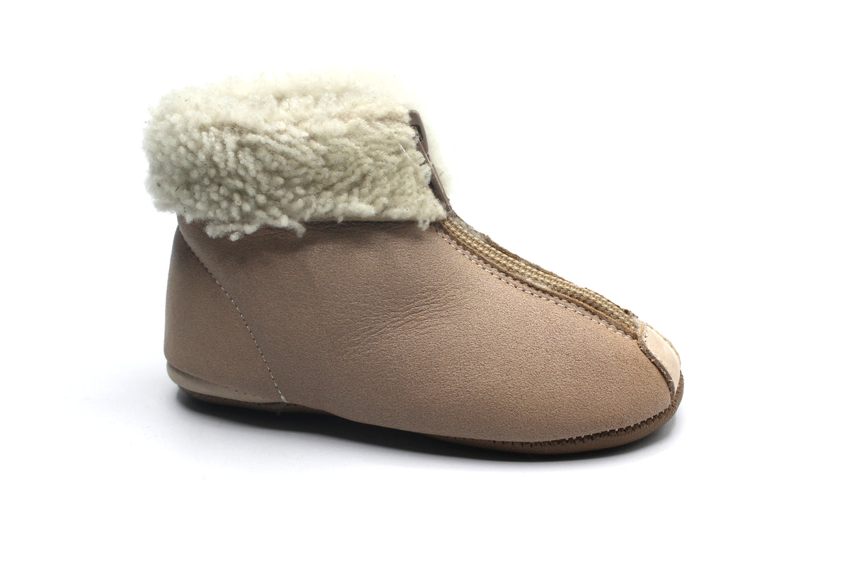 Pepe Nude Sherling Zipper Bootie HAL Shoes