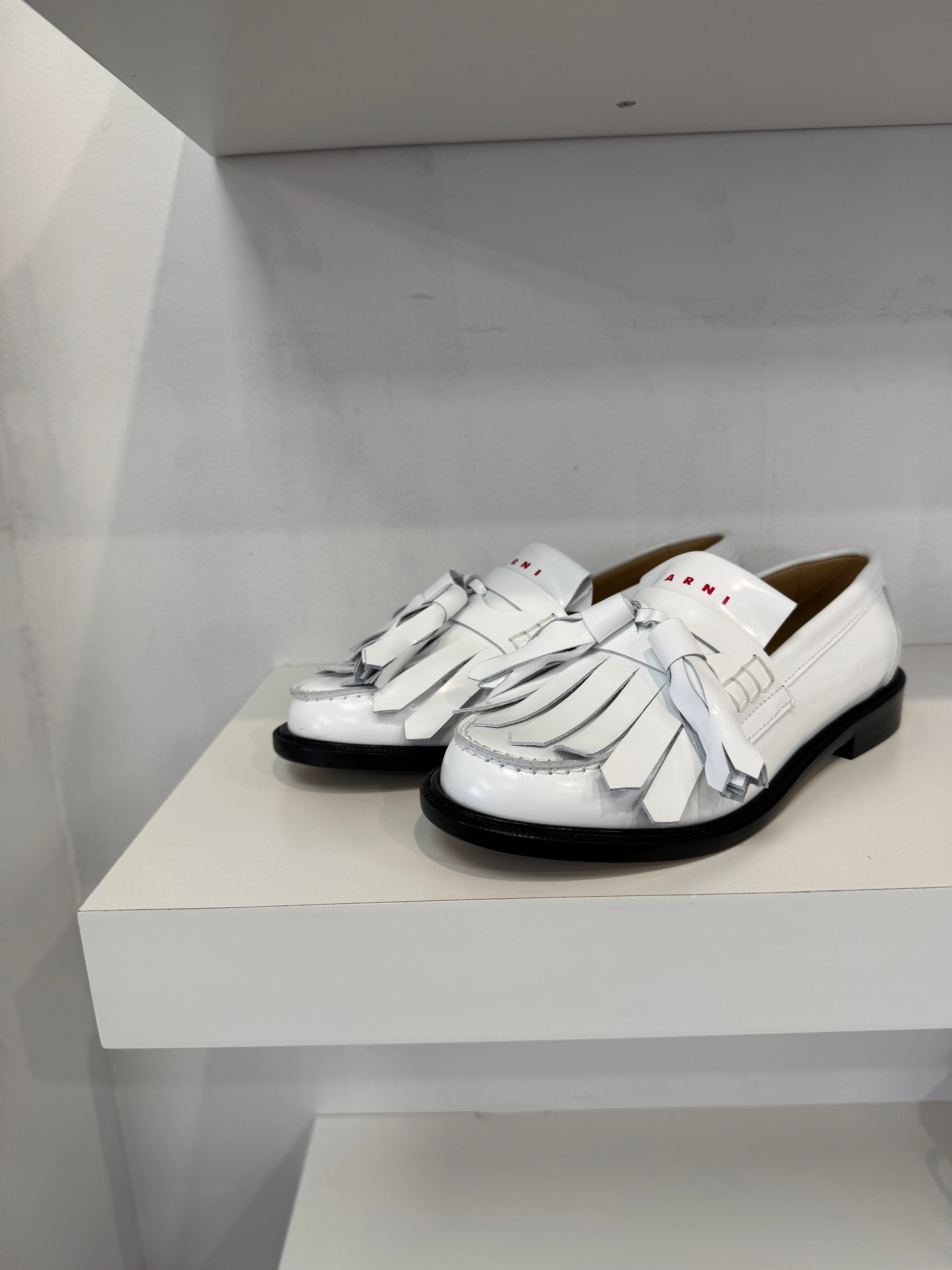 Marni White Big Fringe Loafer