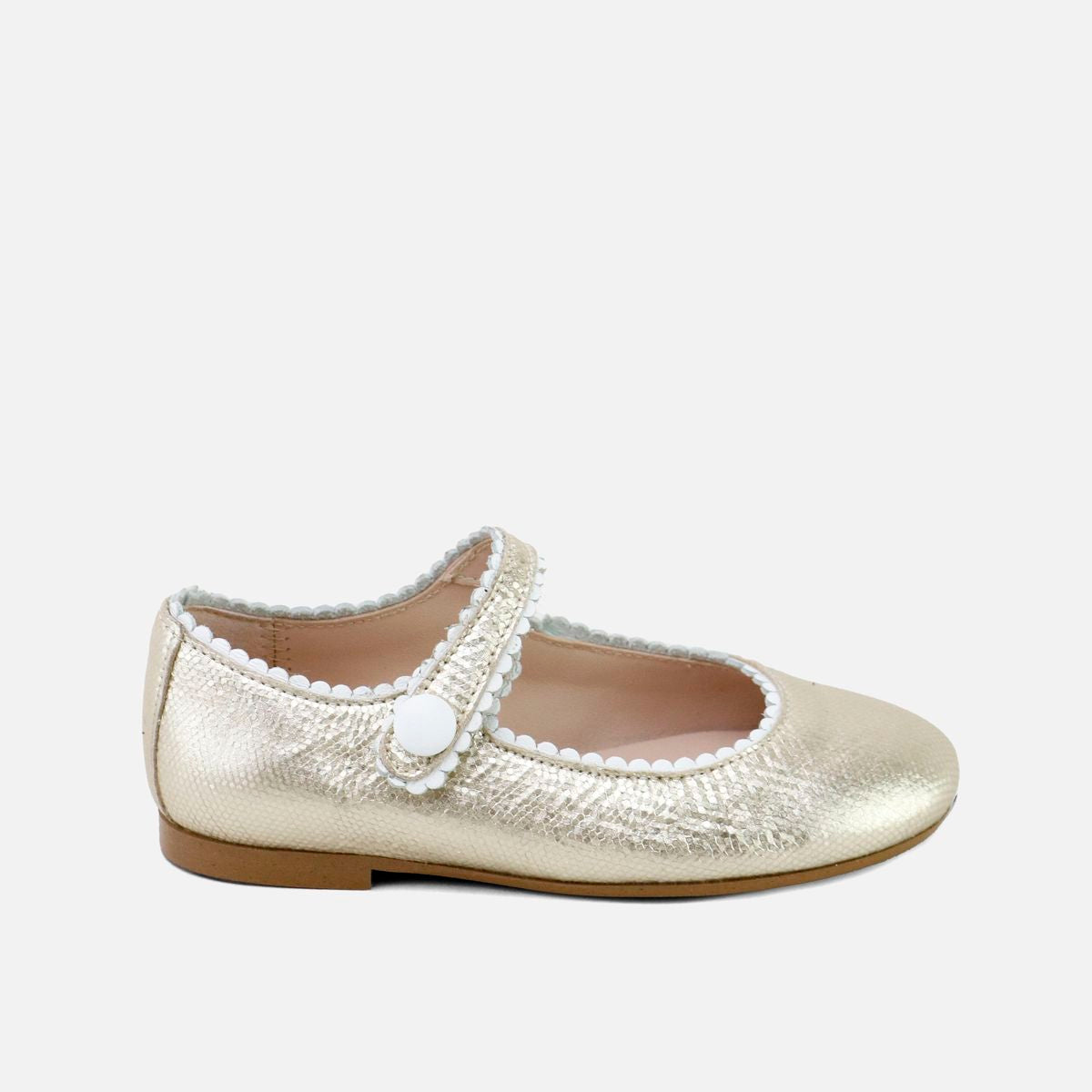 Papanatas Gold Platino Scalloped Mary Jane  HAL Shoes