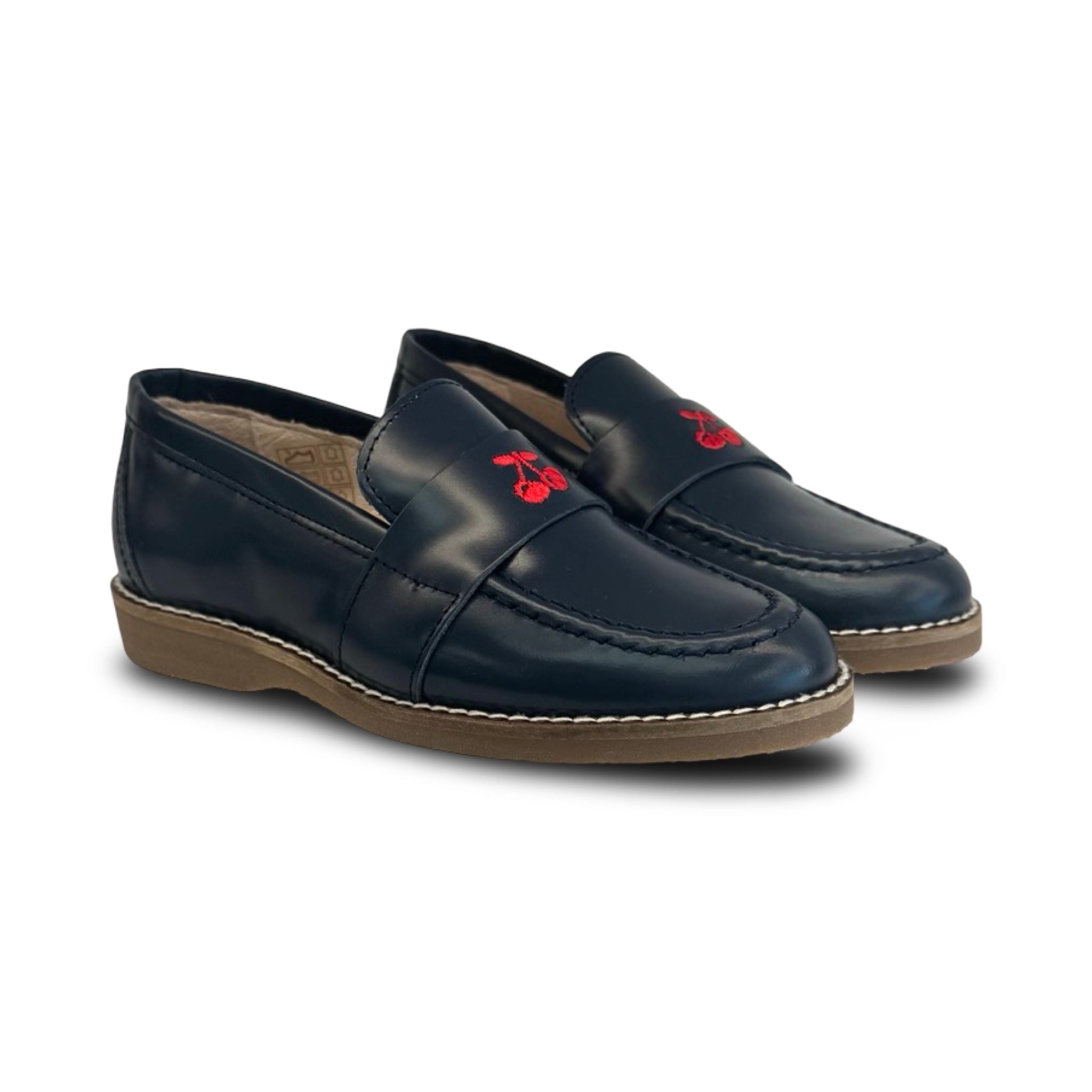 Don Louis Navy Cherry Embroidery Laofer