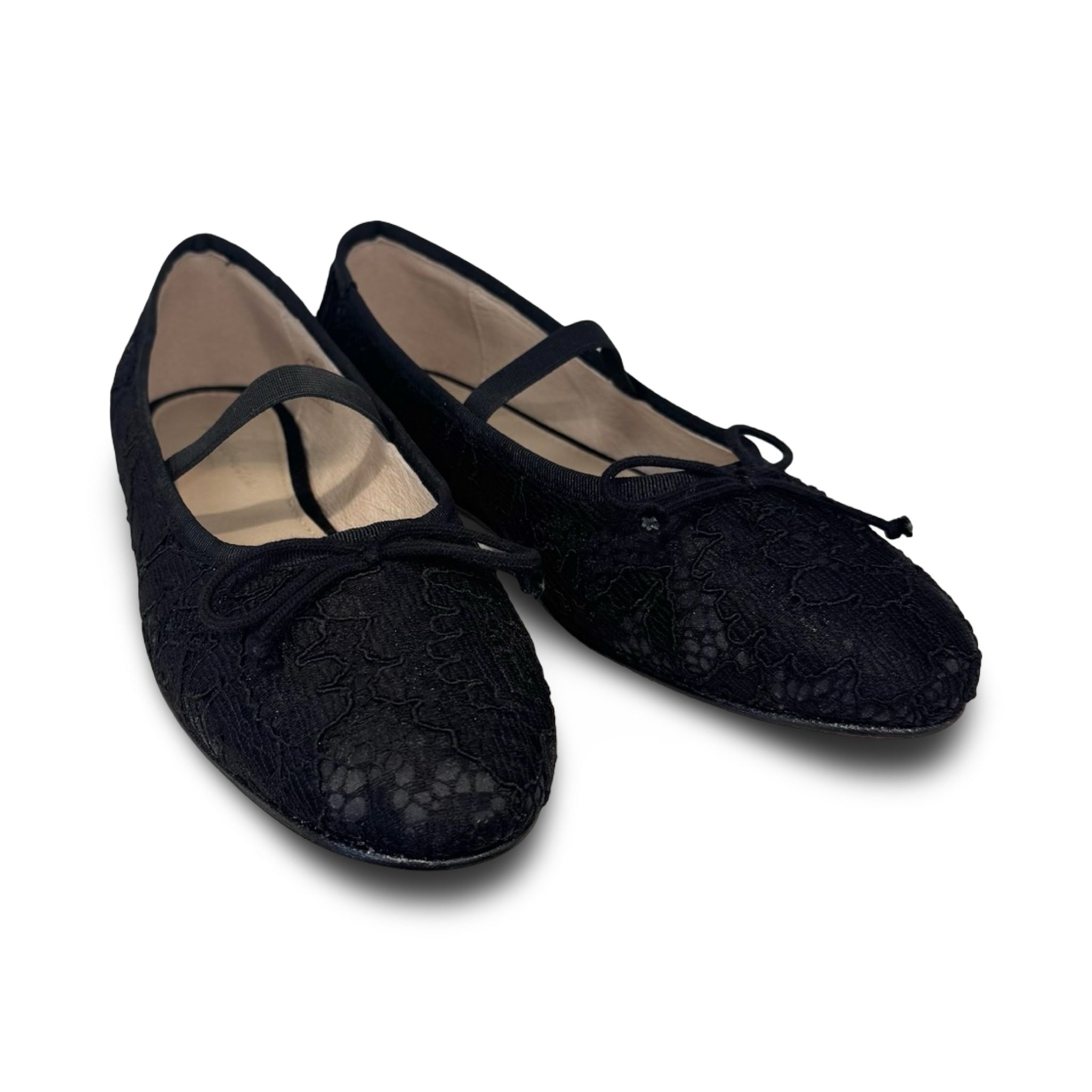 Valencia Black Lace Elastic Ballet Flat HAL Shoes Valencia Black Lace Elastic Ballet Flat HAL Shoes