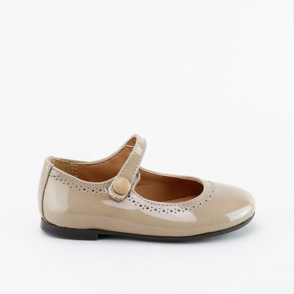 Papanatas Taupe Patent Dot Trim Mary Jane