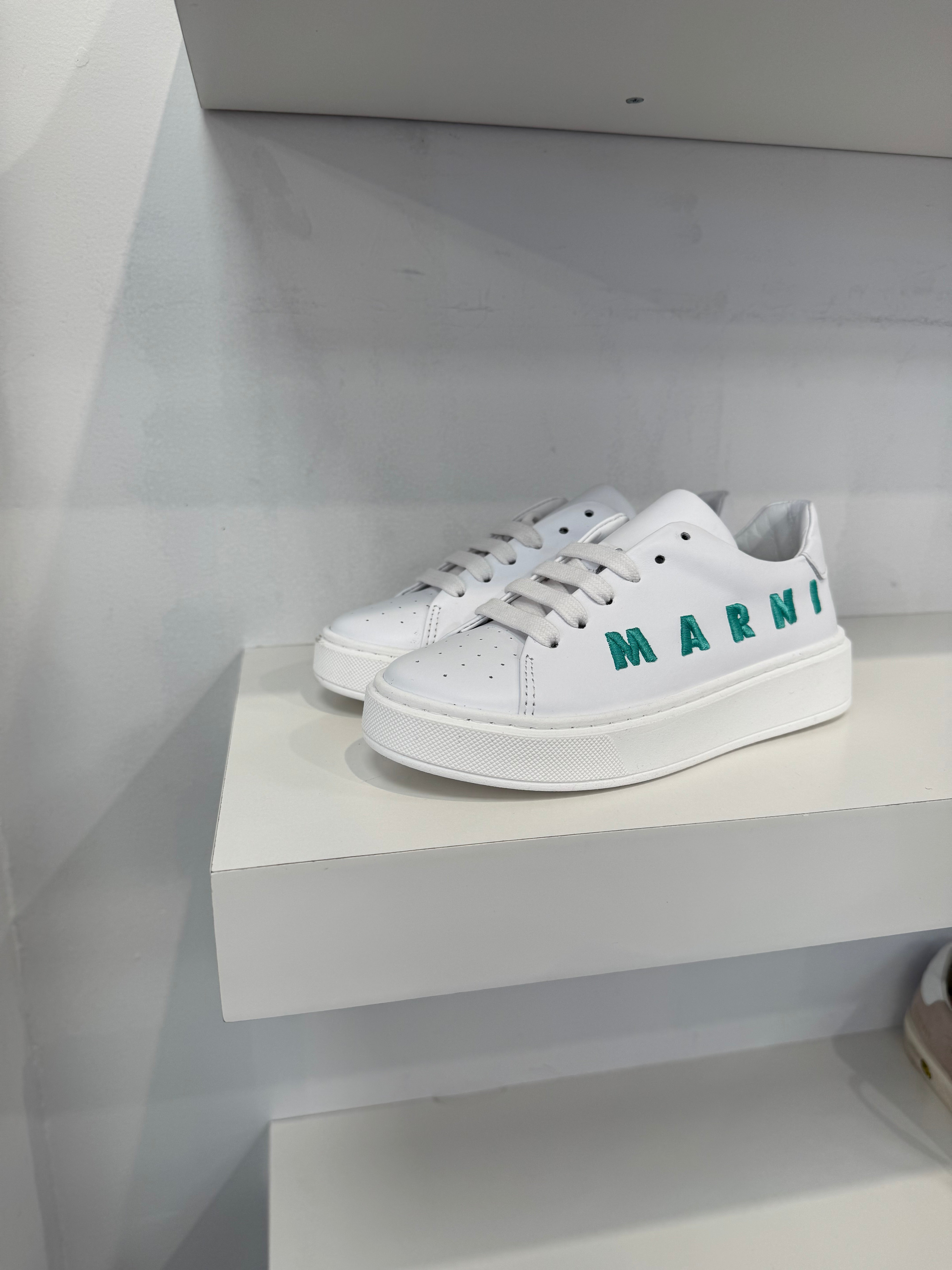 Marni White Sneaker Green Letters