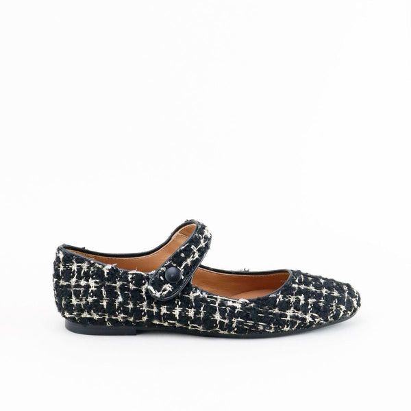 Papanatas Black Tweed Pointed Mary Jane