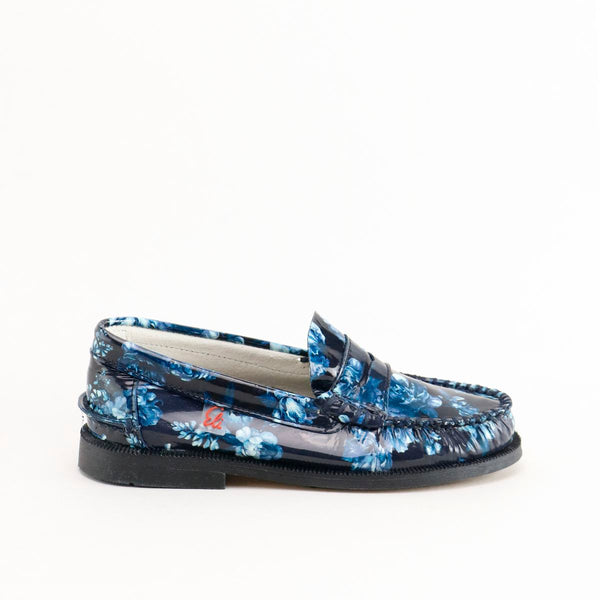 Papanatas Blue Floral Patent Penny Loafer