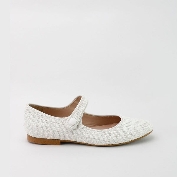 Papanatas White Tweed Pointed Mary Jane