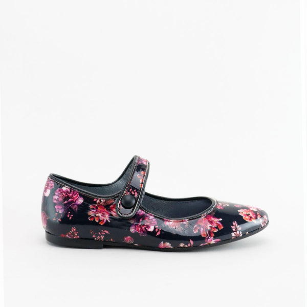 Papanatas Pink Floral Patent Pointed Mary Jane