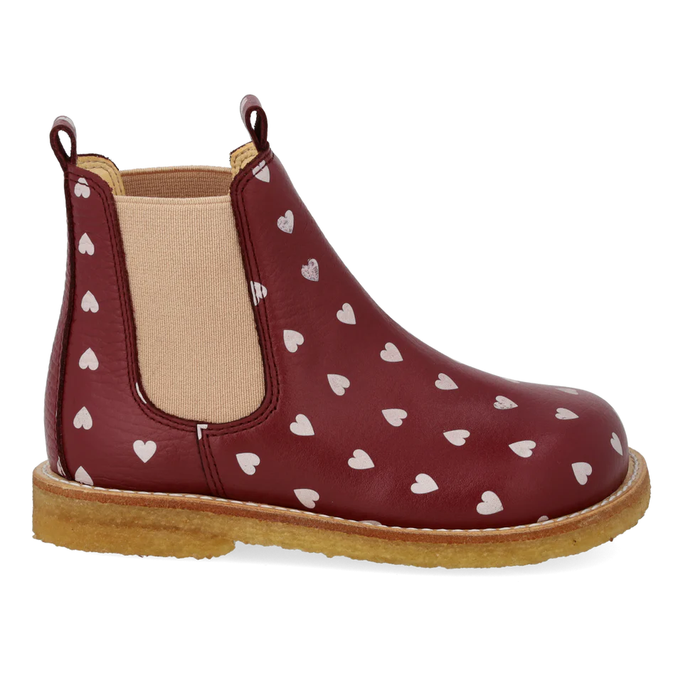 Angulus Berry Hearts Chelsea boot with print
