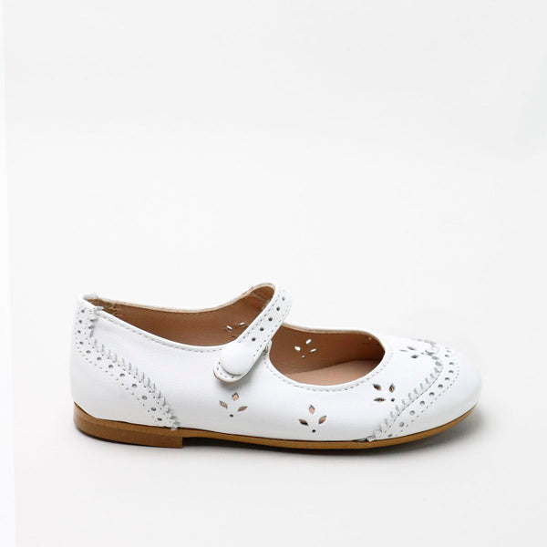 Papanatas White Wingtip Cut Out Mary Jane