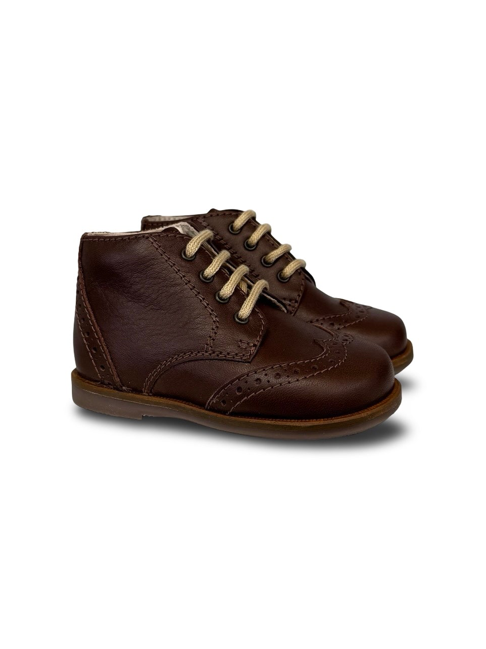 Beberlis Dark Brown Lace Up Wingtip Baby Bootie Beberlis Dark Brown Lace Up Wingtip Baby Bootie