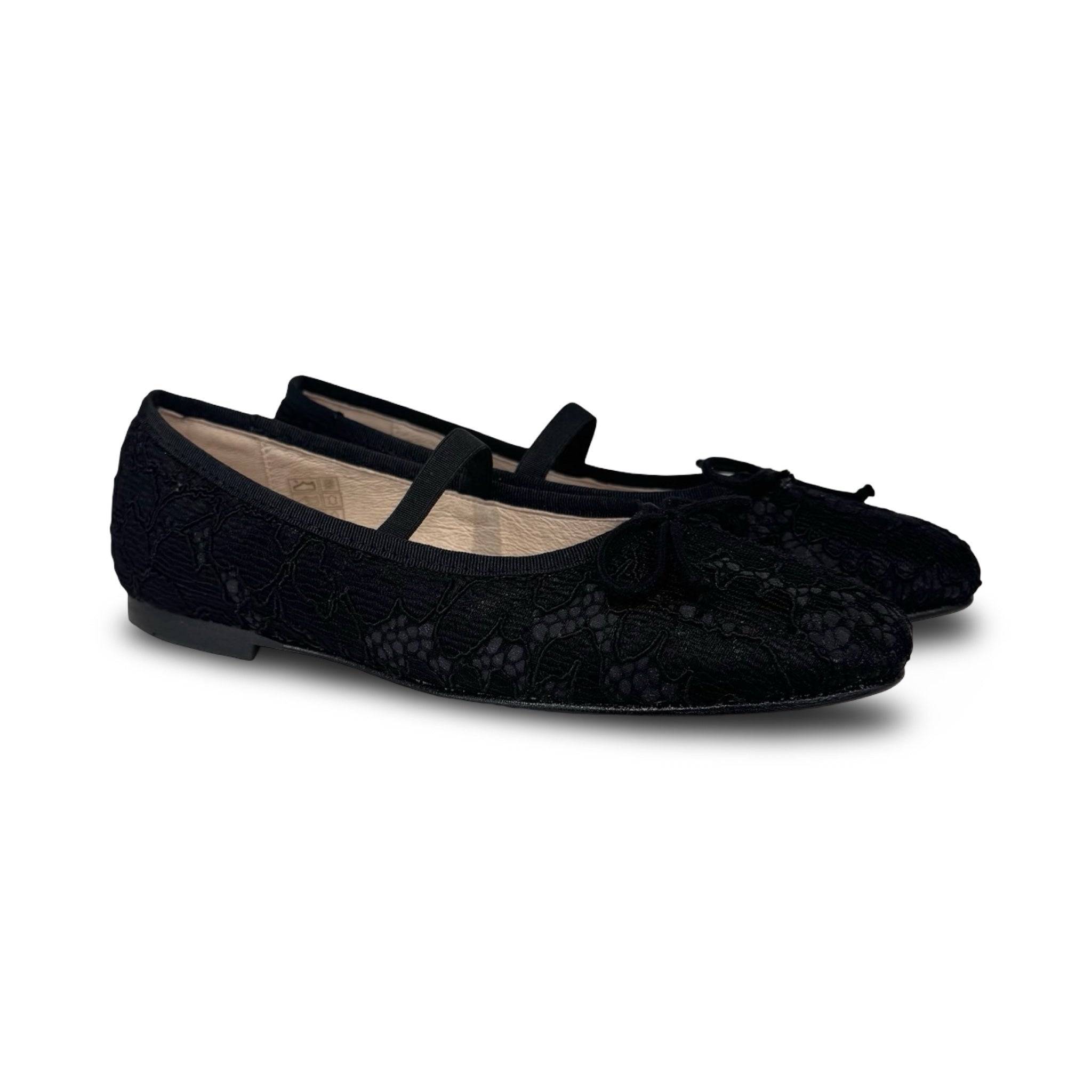 Valencia Black Lace Elastic Ballet Flat HAL Shoes Valencia Black Lace Elastic Ballet Flat HAL Shoes