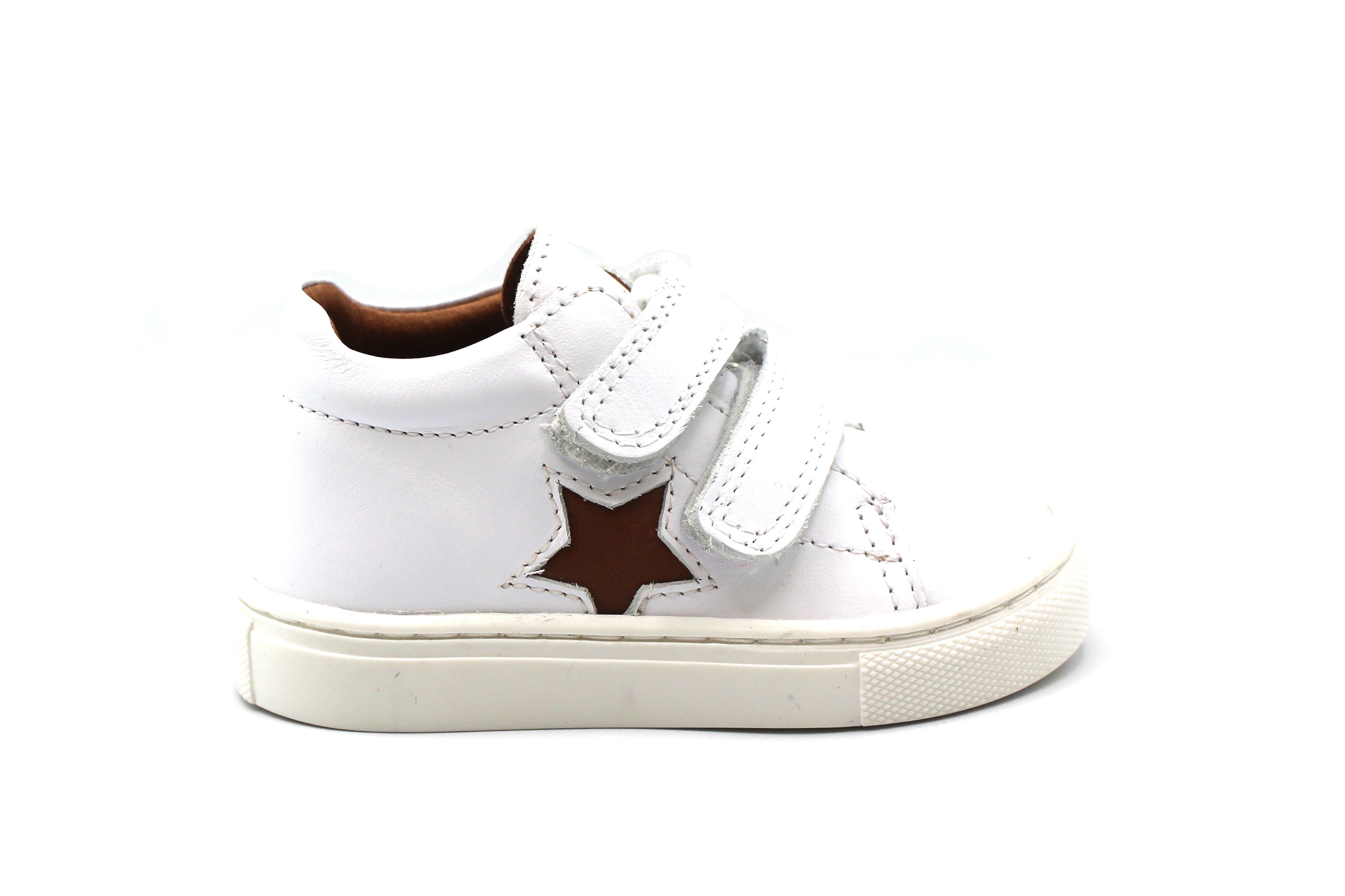 Atlanta White and Brown Star Baby Sneaker