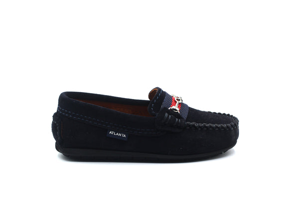 Atlanta Navy Suede Buckle Loafer