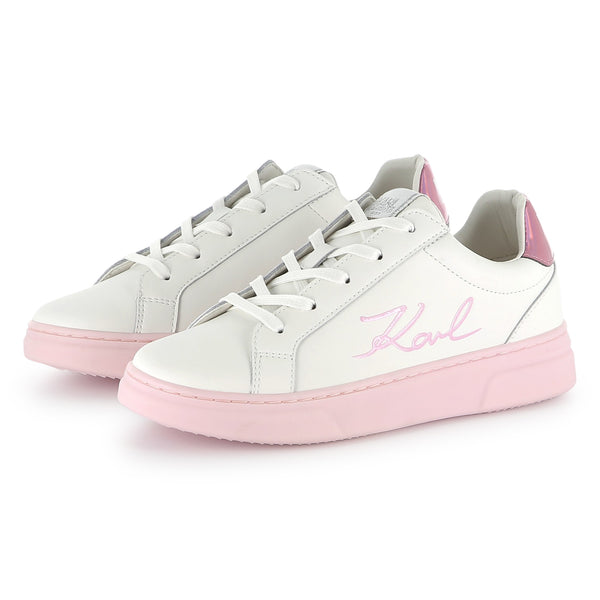 Karl Lagerfeld  White Girls Cursive Logo Sneaker