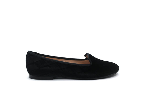 Beberlis Quilted Black Velvet Smoking Shoe