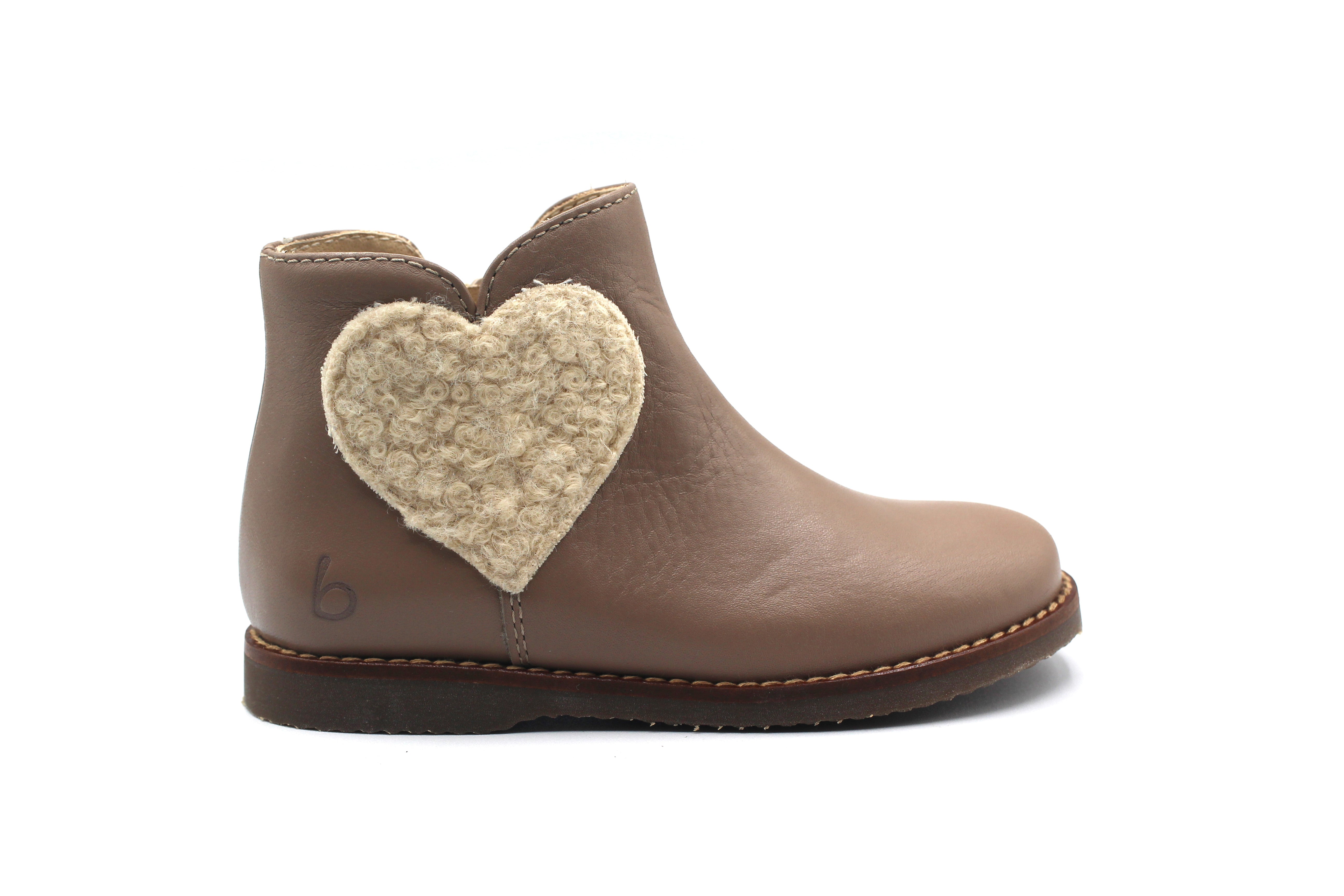 Beberlis Taupe Sherpa Heart Bootie