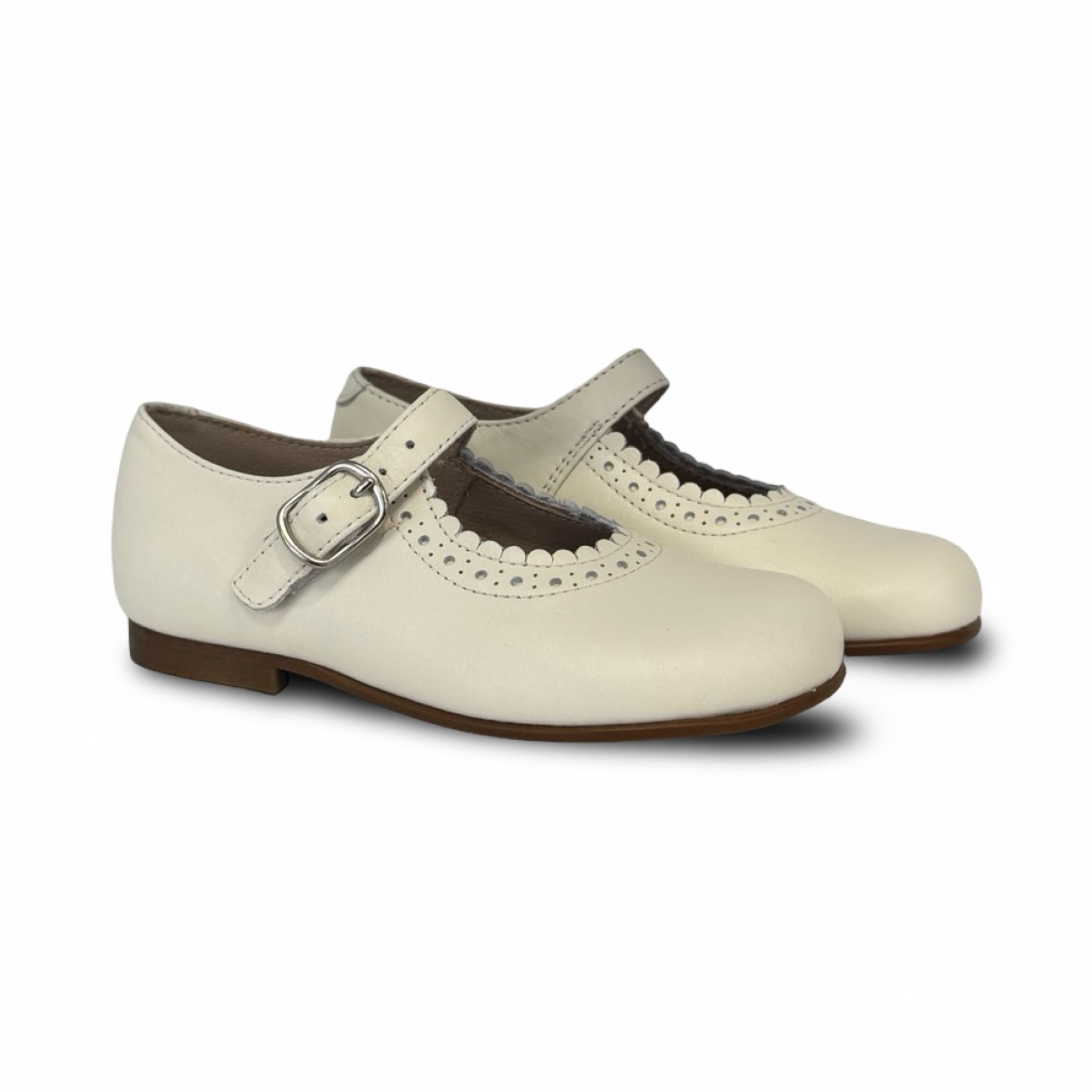 cream dress and shoes Beberlis Cream Scallop Buckle Mary Jane