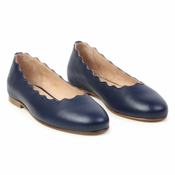 Chloe Navy Scallop Flat