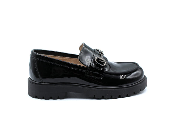 Don Louis Black Patented Chain Chunky Loafer
