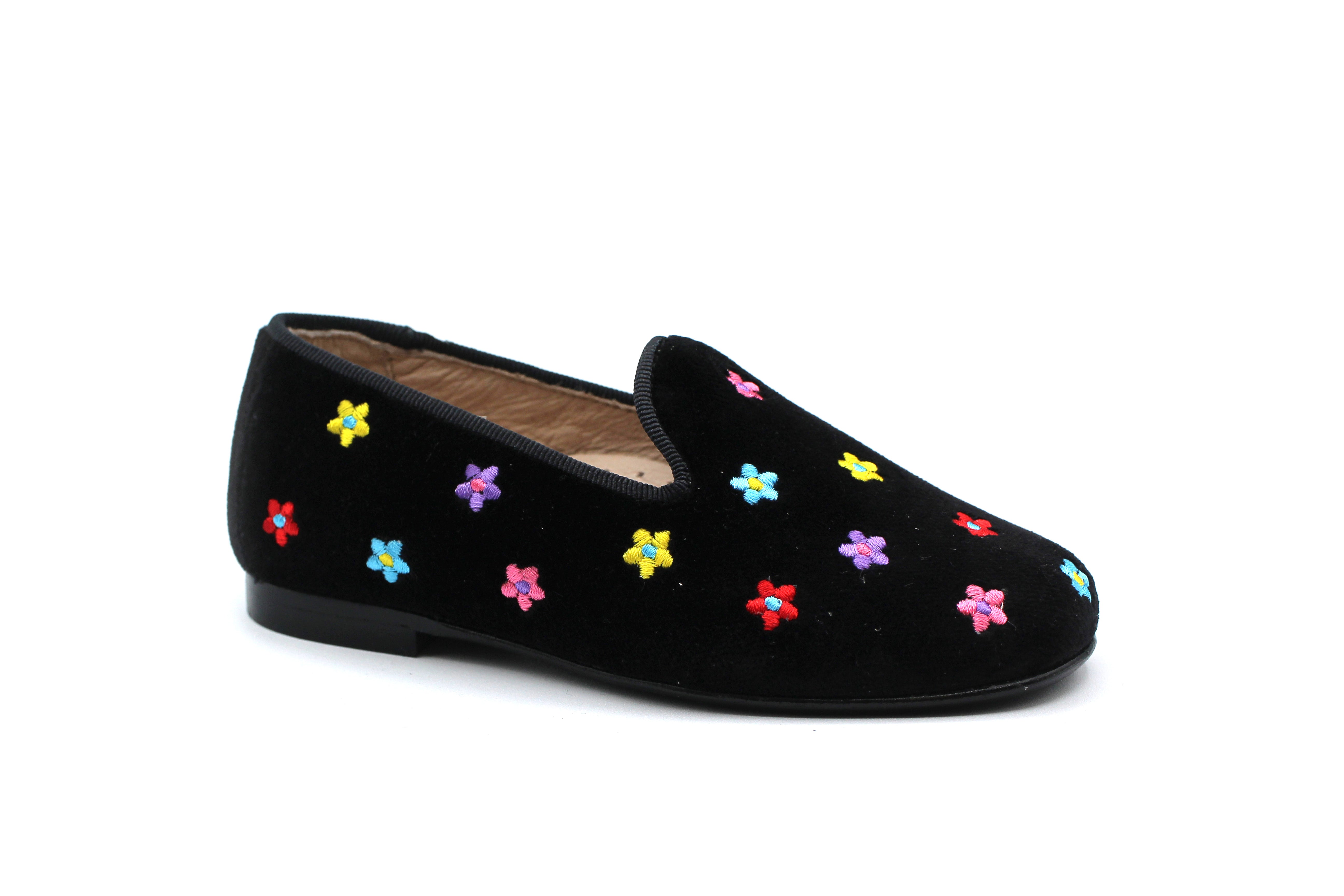 Don Louis Black Velvet Flower Color Smoking Shoe