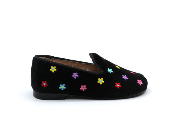 Don Louis Black Velvet Flower Color Smoking Shoe