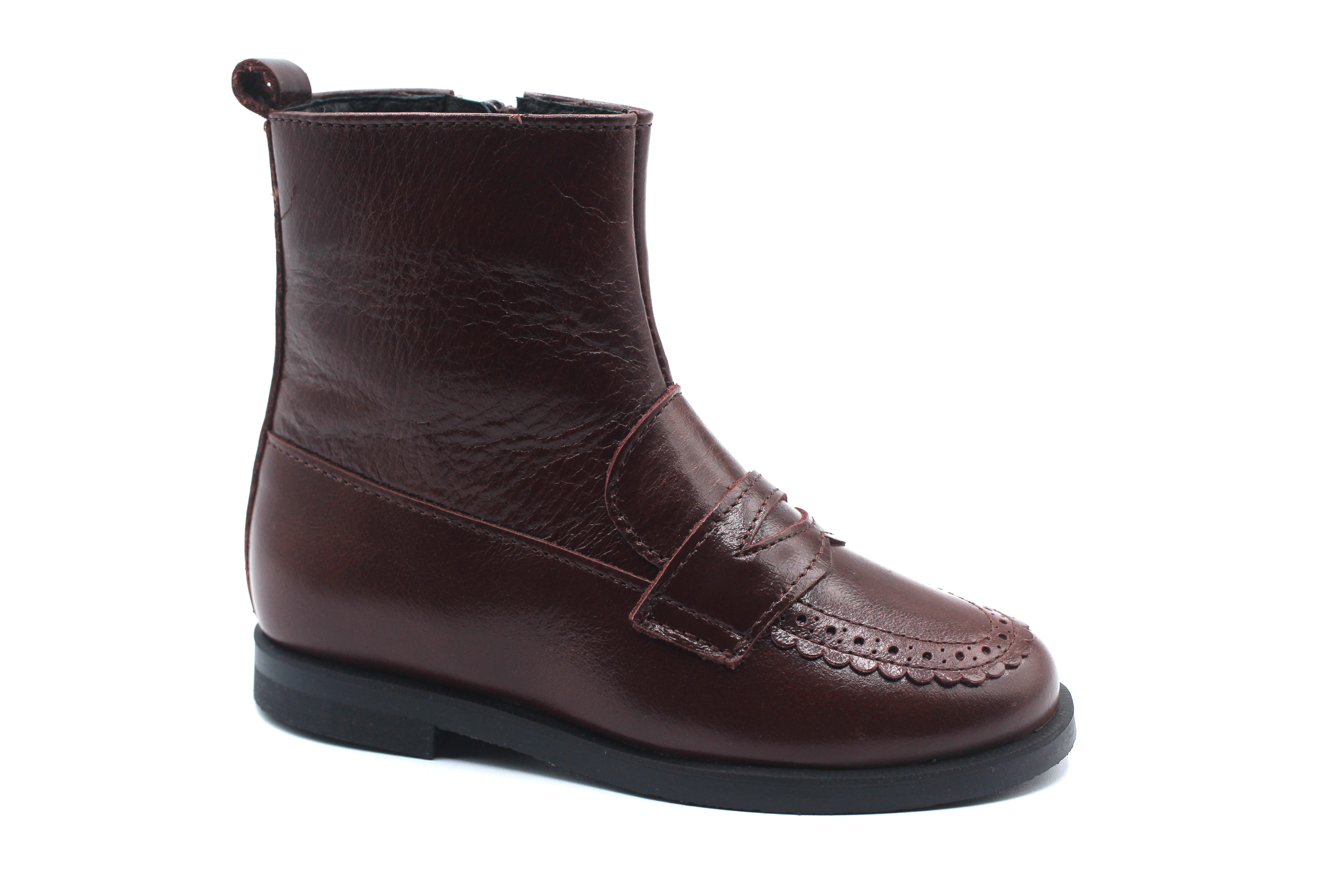 Don Louis Brown Penny Scallop Bootie