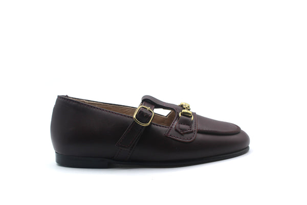 Don Louis Burgundy Buckle T-strap