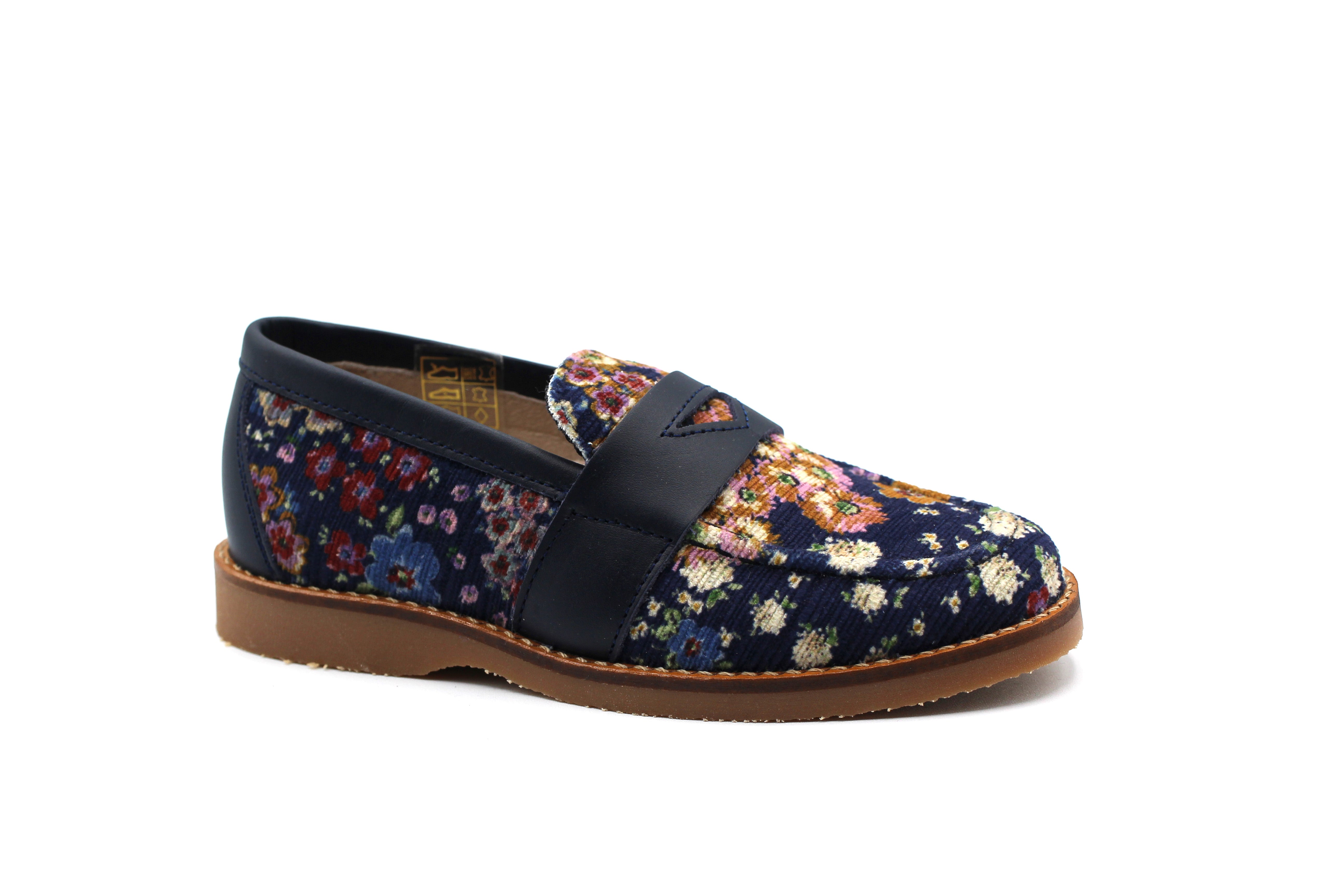 Don Louis Blue Floral Penny Loafer