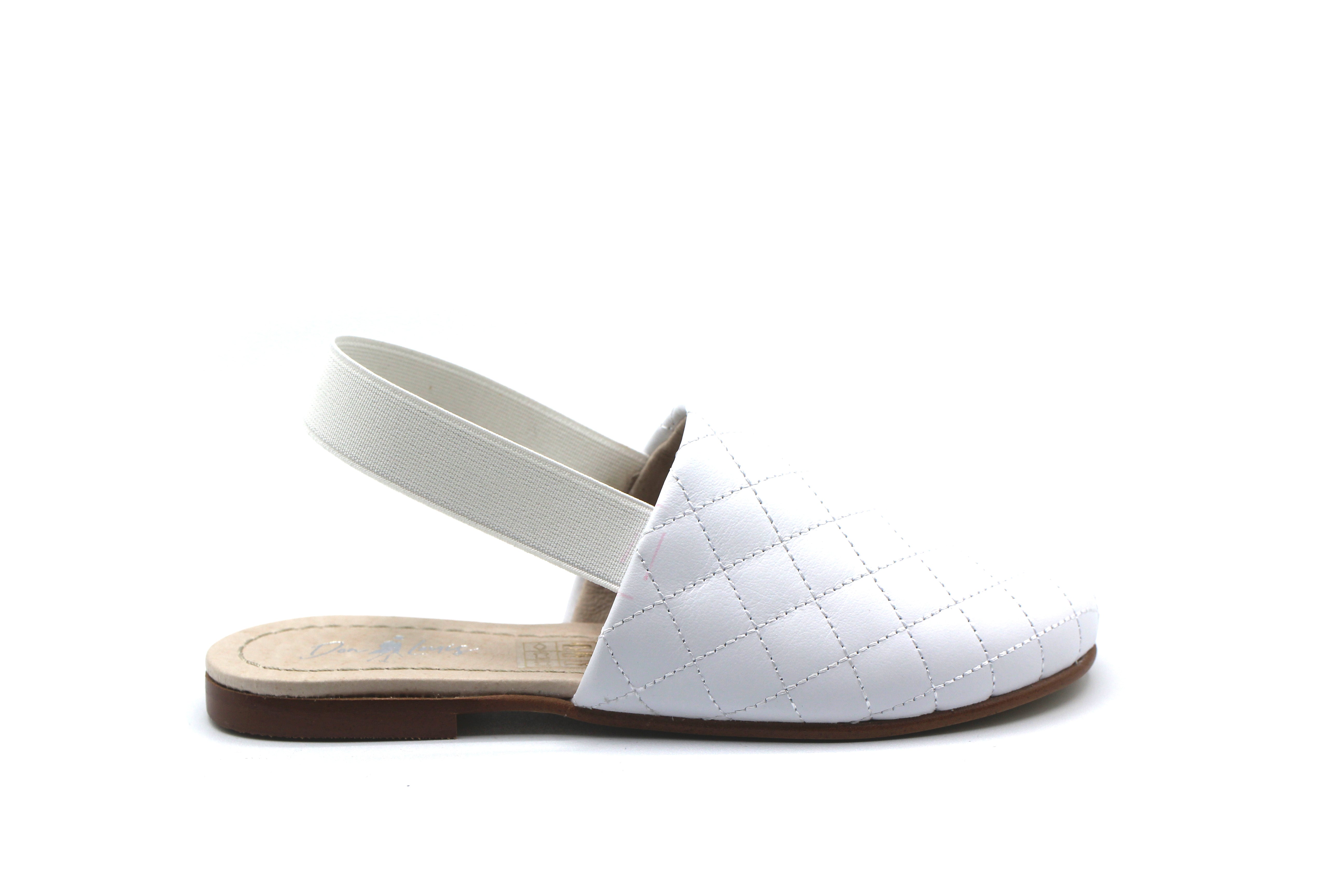 Don Louis White Quilted Sling Back