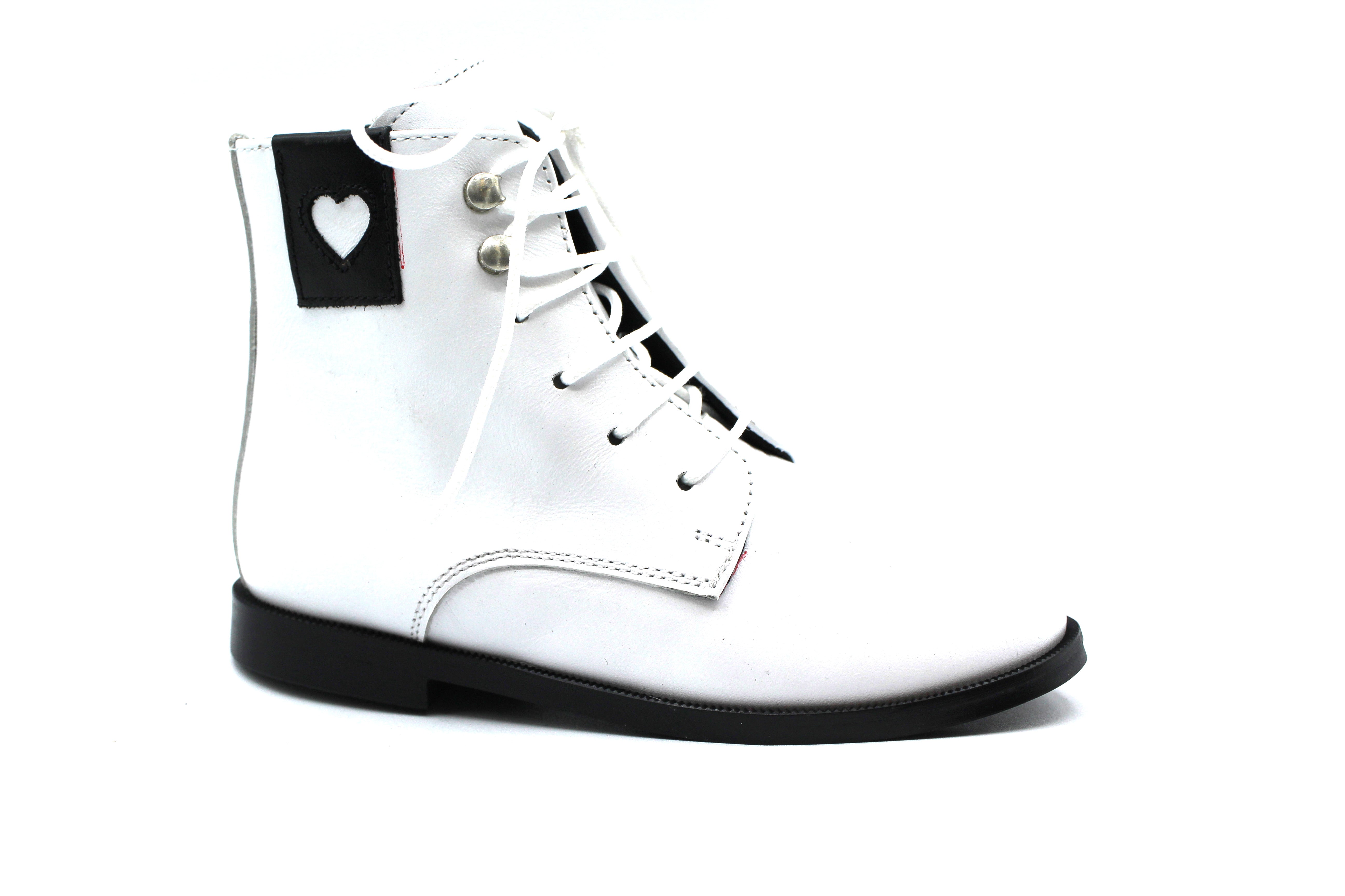 Don Louis White Heart Laceup Bootie