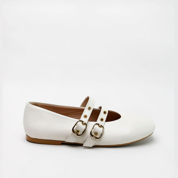 Papanatas Beige Double Buckle Mary Jane