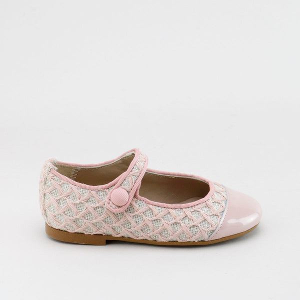 Papanatas Pink Crochet Patent Cap Toe Mary Jane