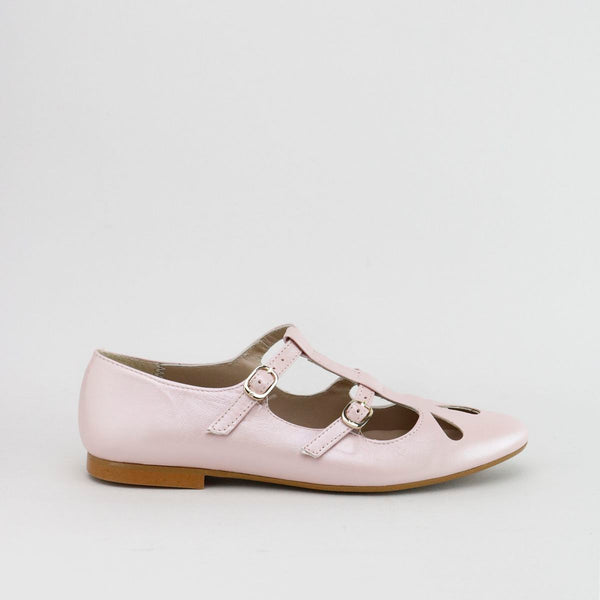 Papanatas Pink Pearl Double Buckle Pointed Mary Jane