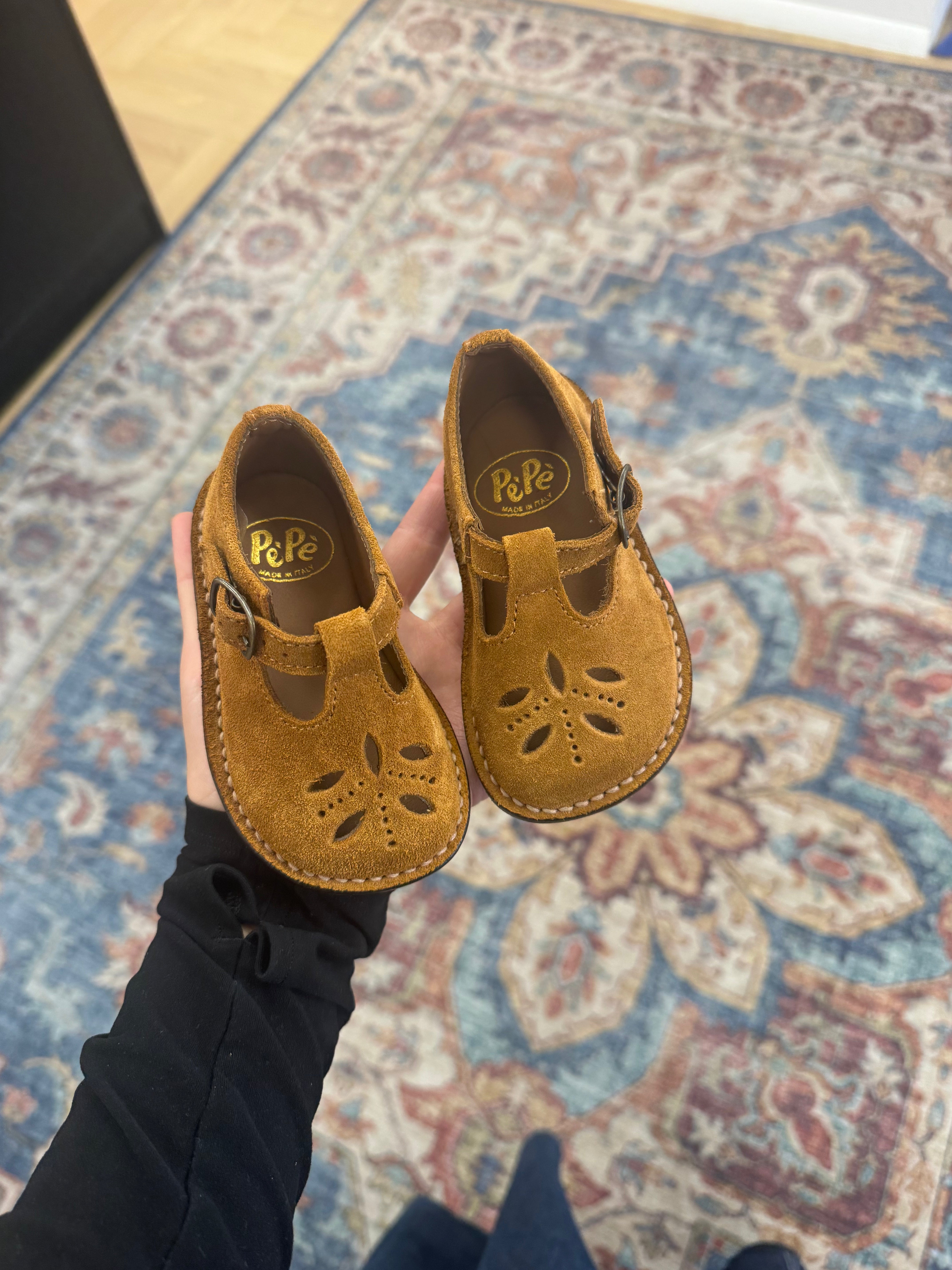 Pepe Caramel Suede T strap – HAL Shoes