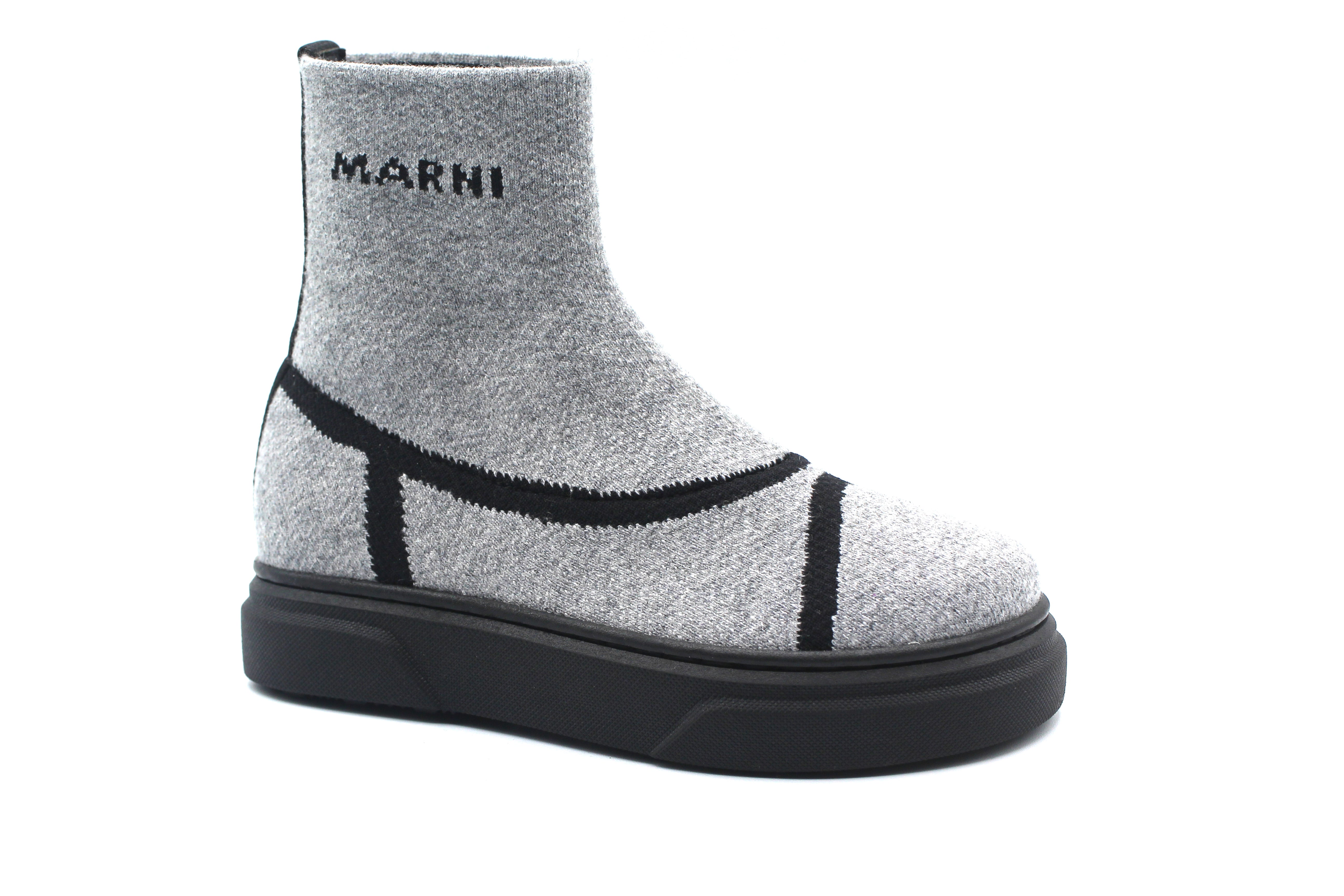 Marni Grey Logo Sock Bootie