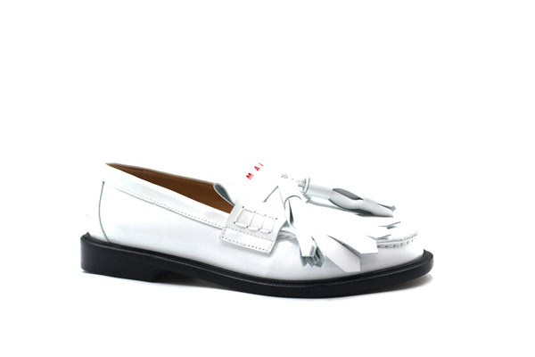 Marni White Big Fringe Loafer