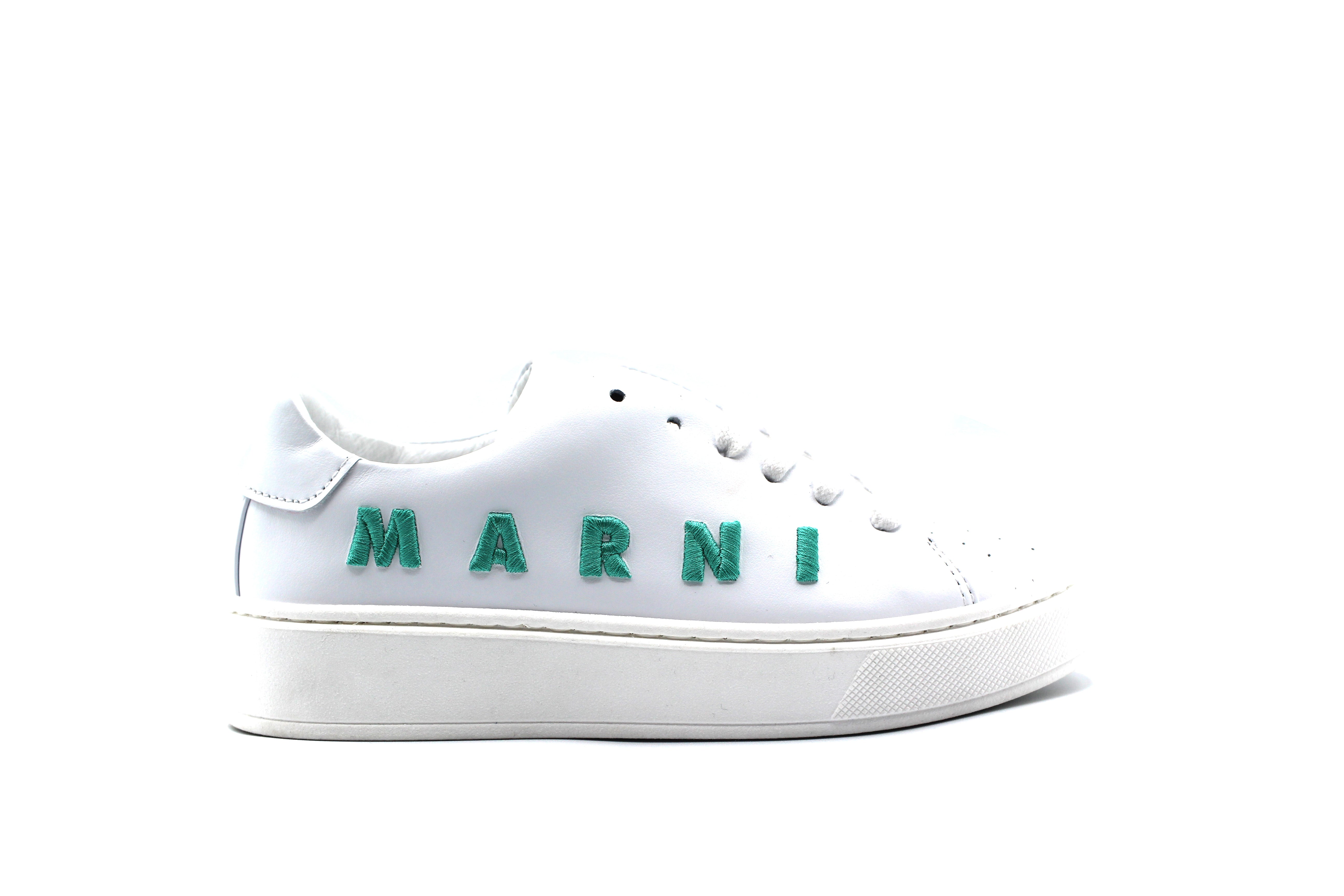 Marni White Sneaker Green Letters