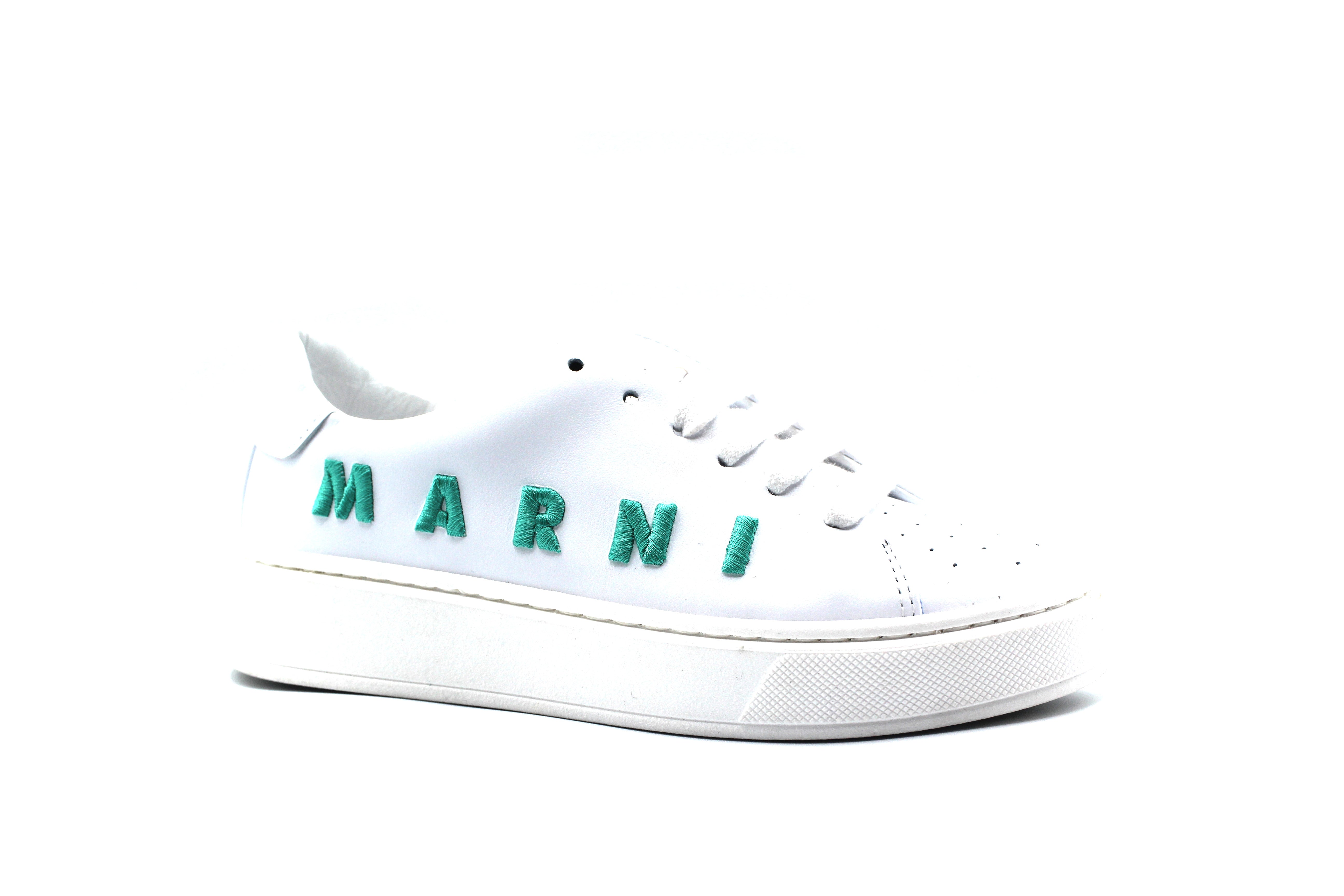 Marni White Sneaker Green Letters