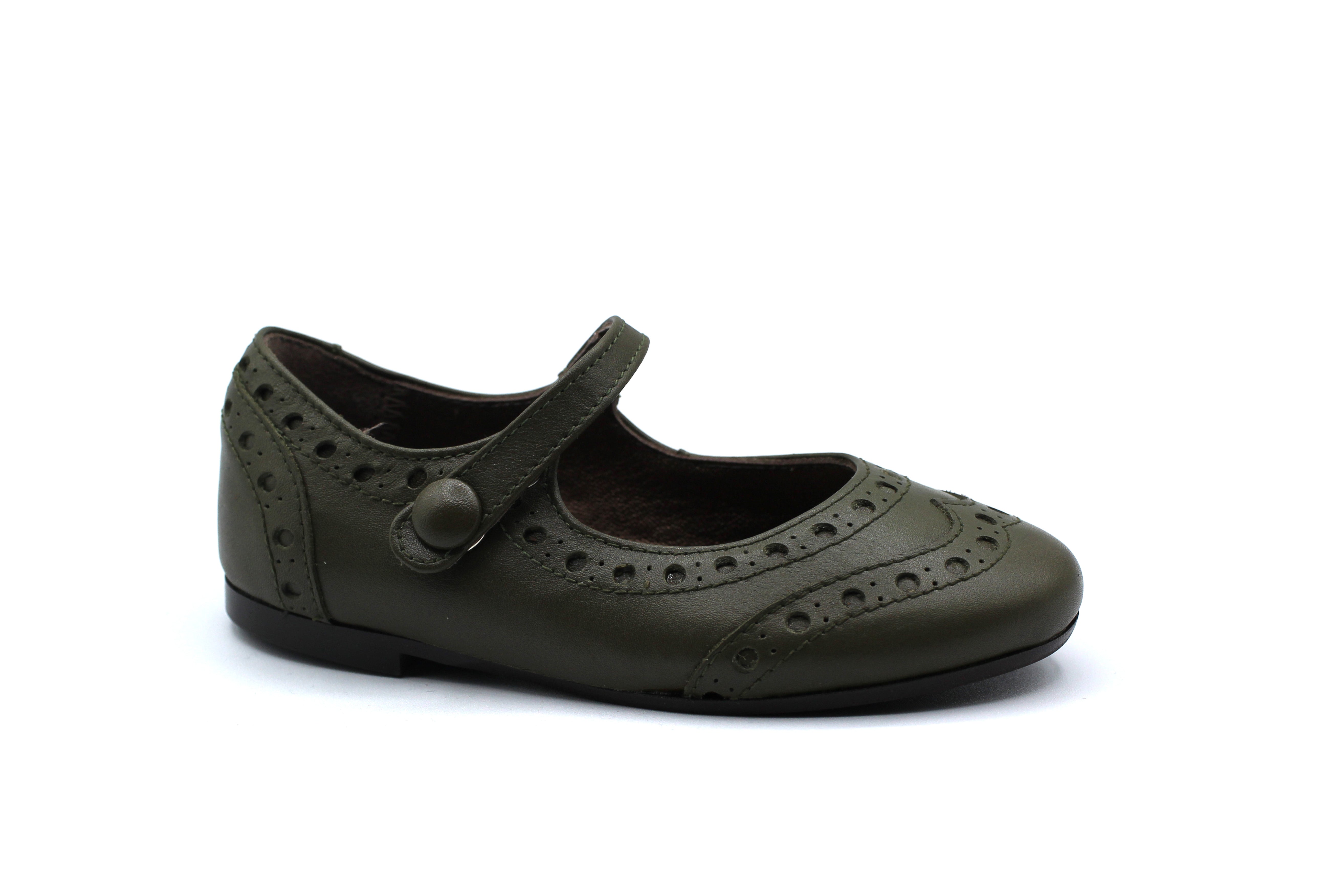 Papanatas Forest Green Wingtip Mary Jane