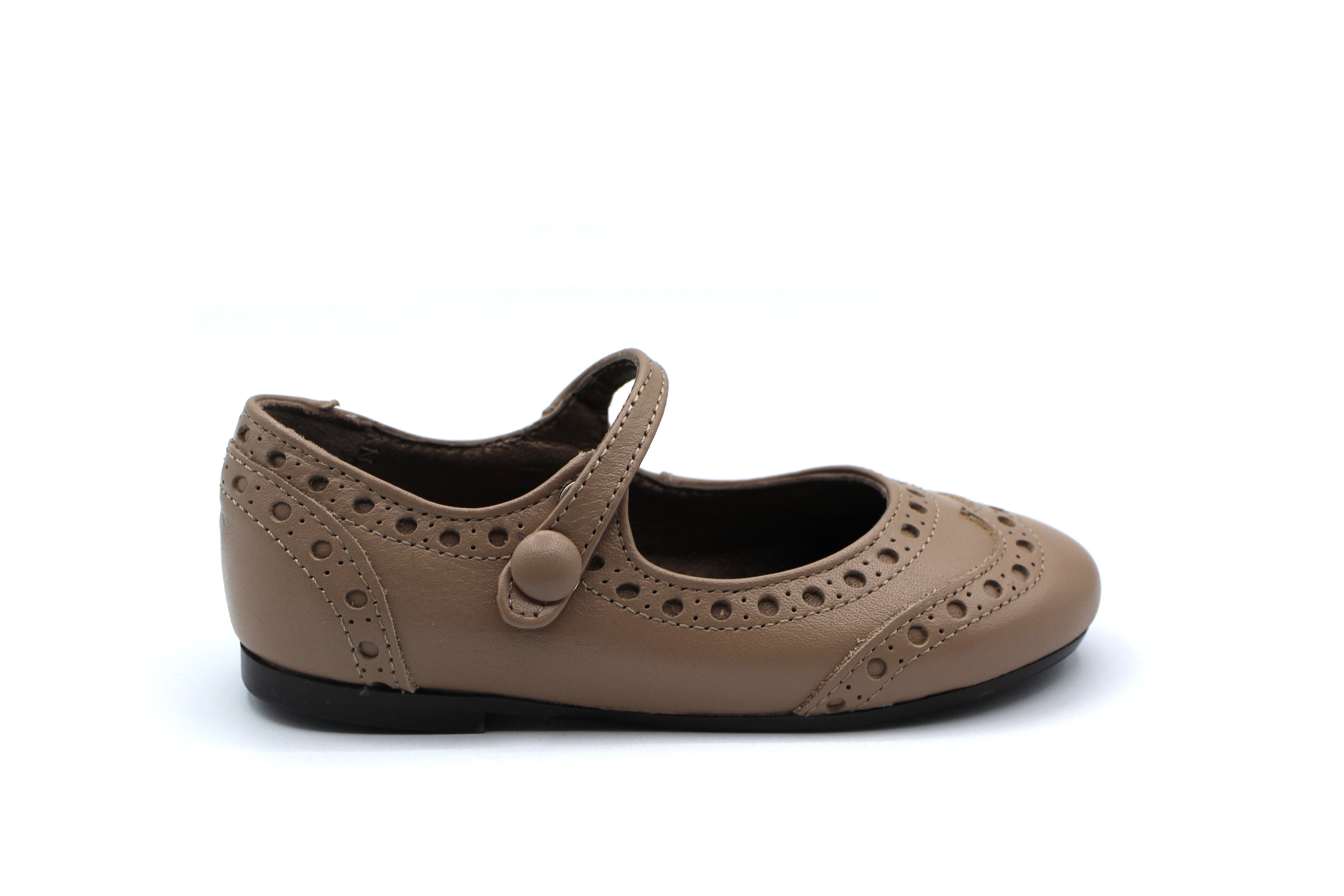 Papanatas Taupe Wingtip Mary Jane