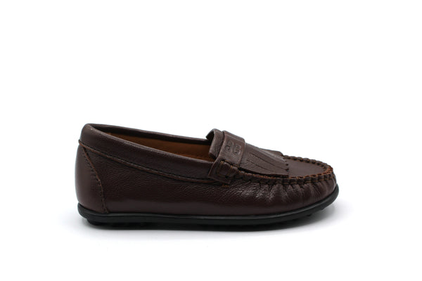 Porte Dark Brown Leather Fringe Loafer