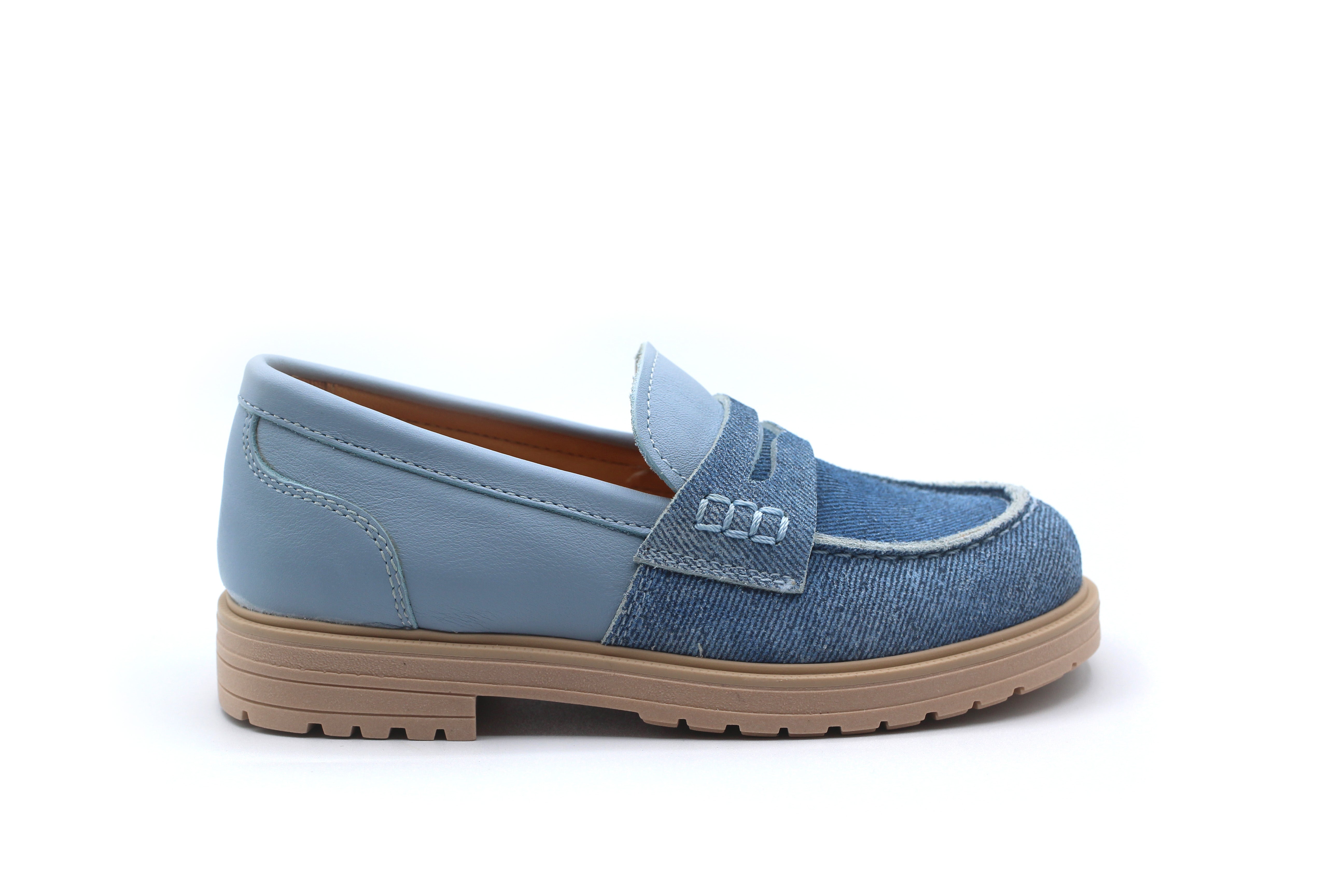 Rondinella Denim and Blue Leather Loafer