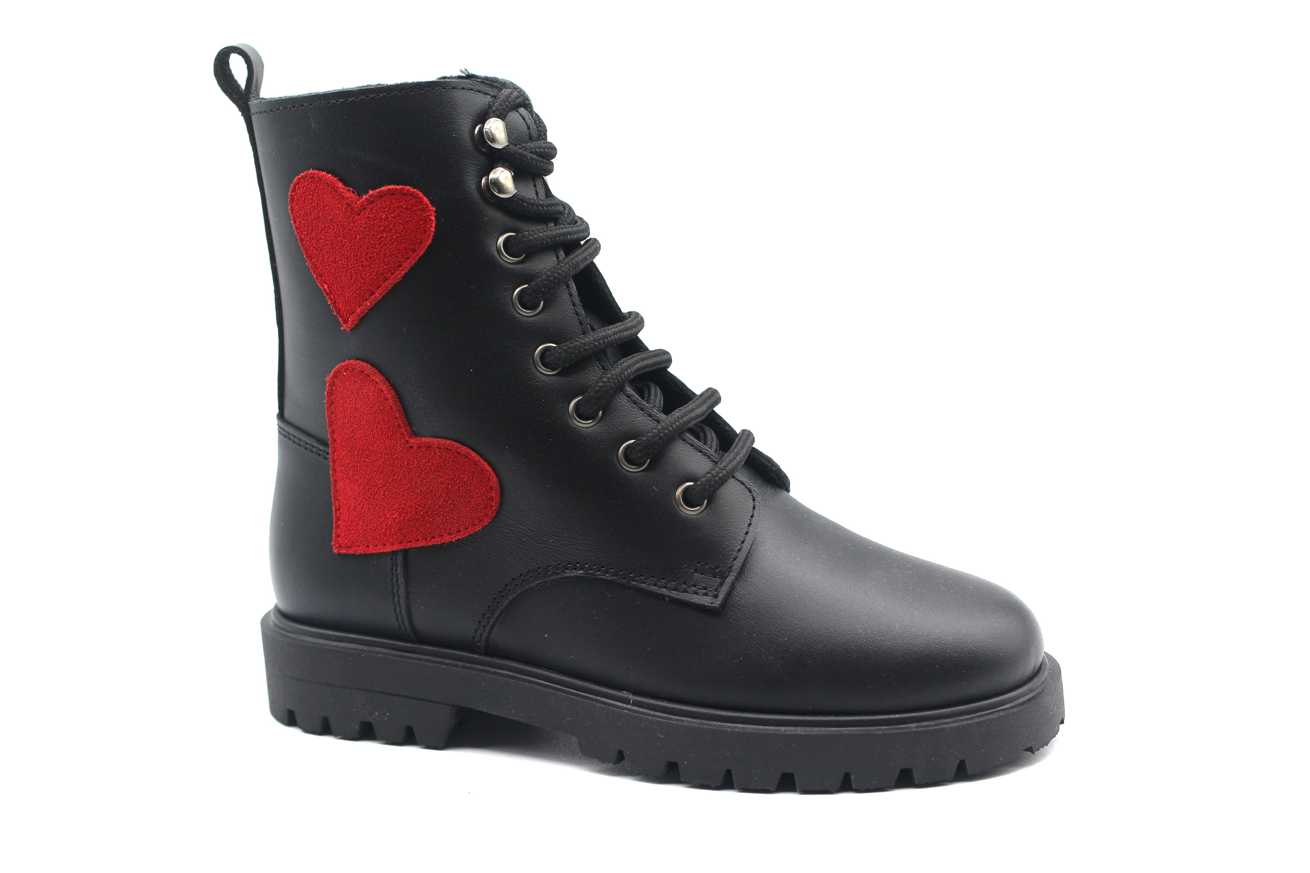 Don Louis Black Red Heart Lace Bootie