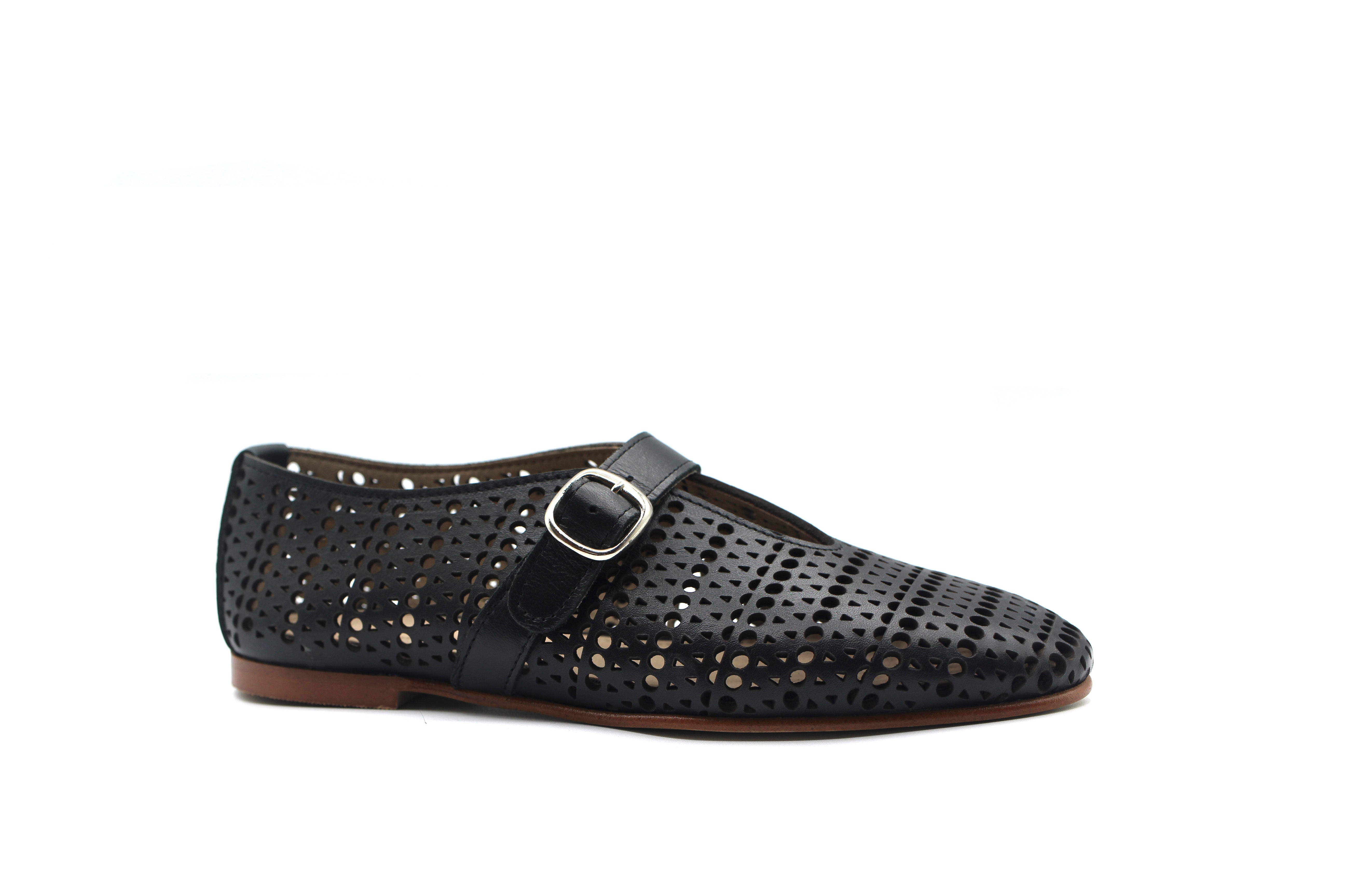 Valencia Black Design Buckle Mary Jane