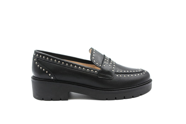 Valencia Black Studded Chunky Loafer