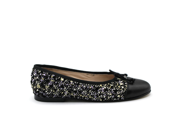 Valencia Black Tweed Cap Ballet Flat