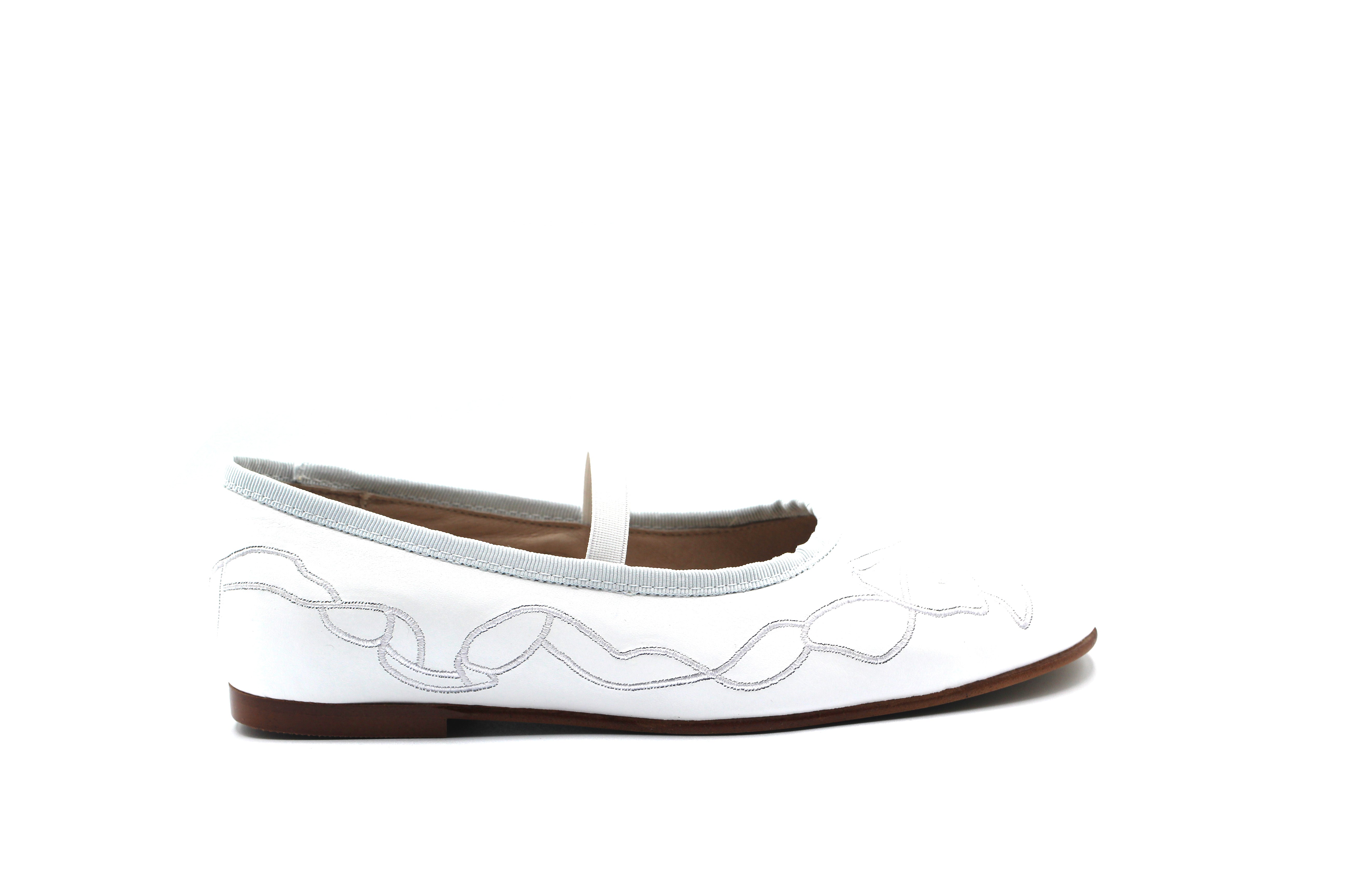 Valencia White  Elastic Flat