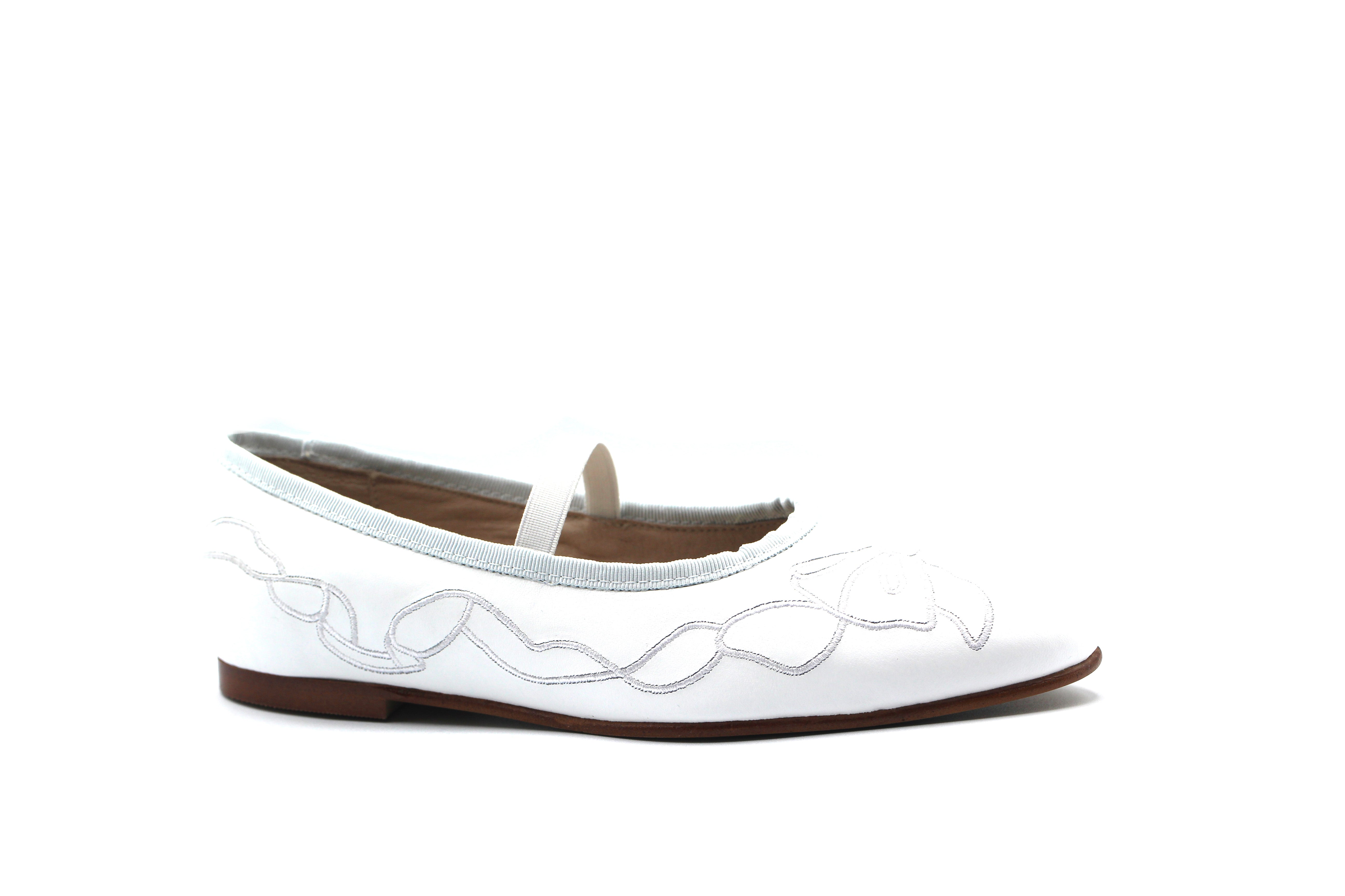 Valencia White  Elastic Flat