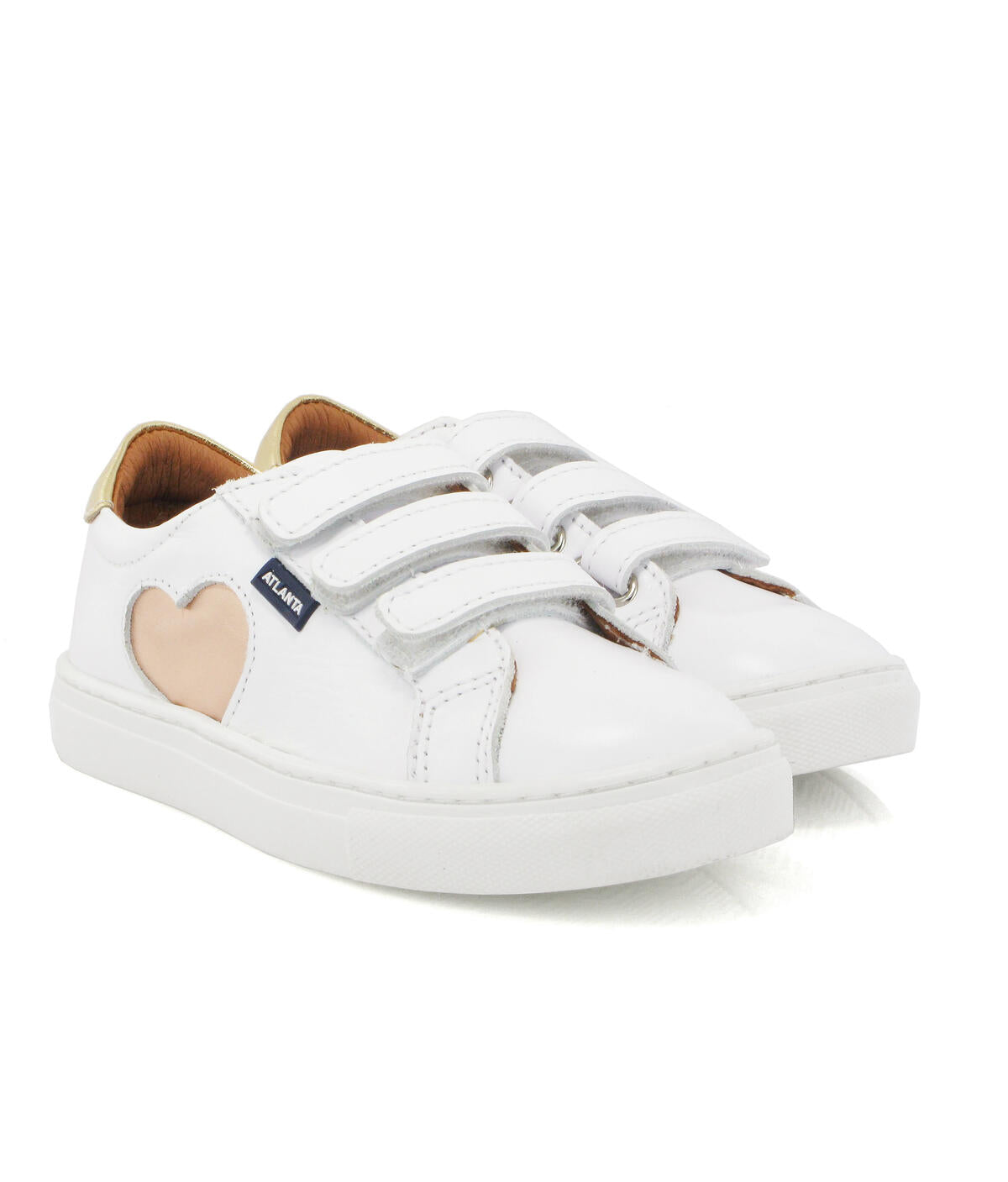 Atlanta White With Rosegold Heart Velcro Sneaker